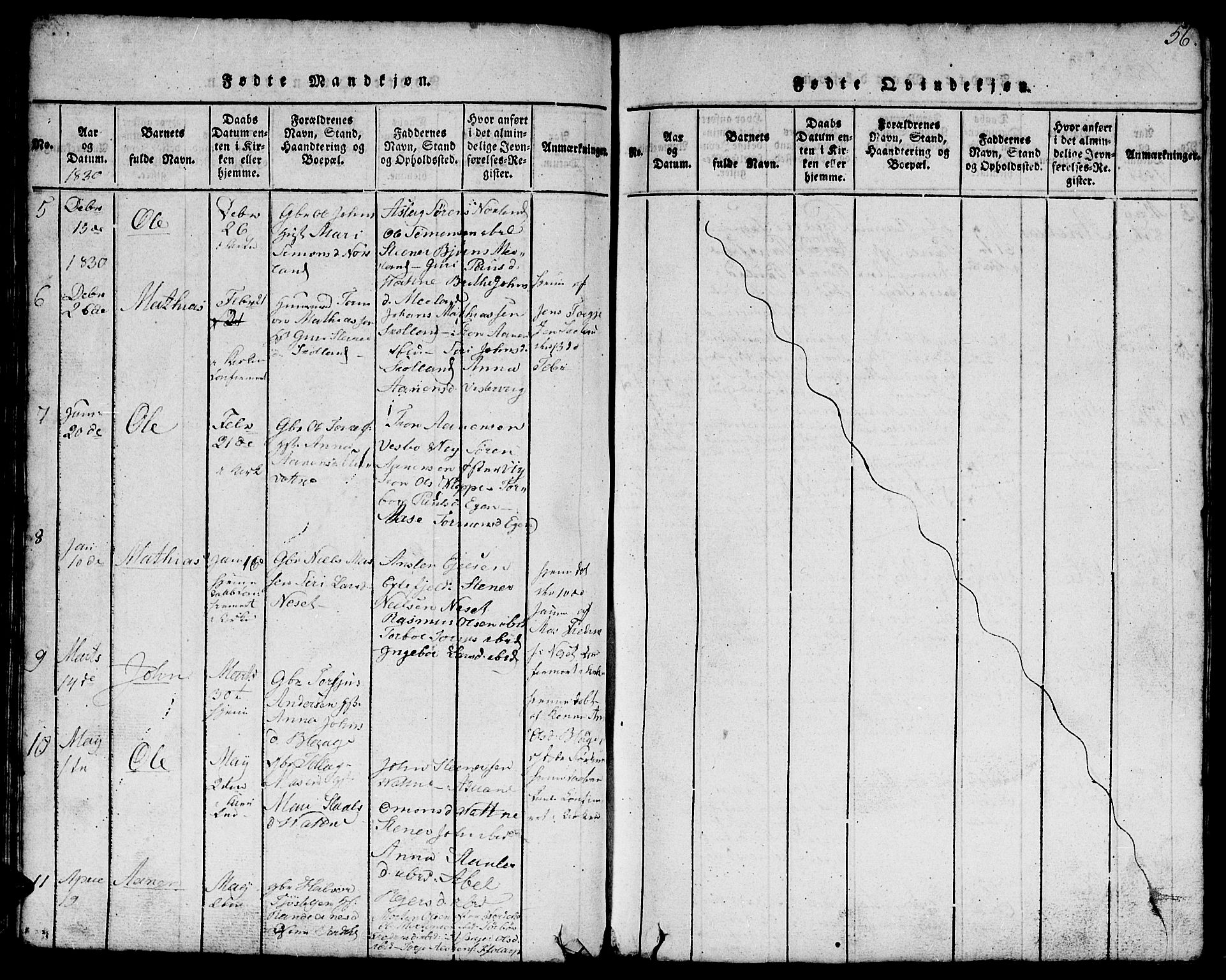 Hægebostad sokneprestkontor, AV/SAK-1111-0024/F/Fb/Fbb/L0001: Parish register (copy) no. B 1, 1816-1850, p. 56