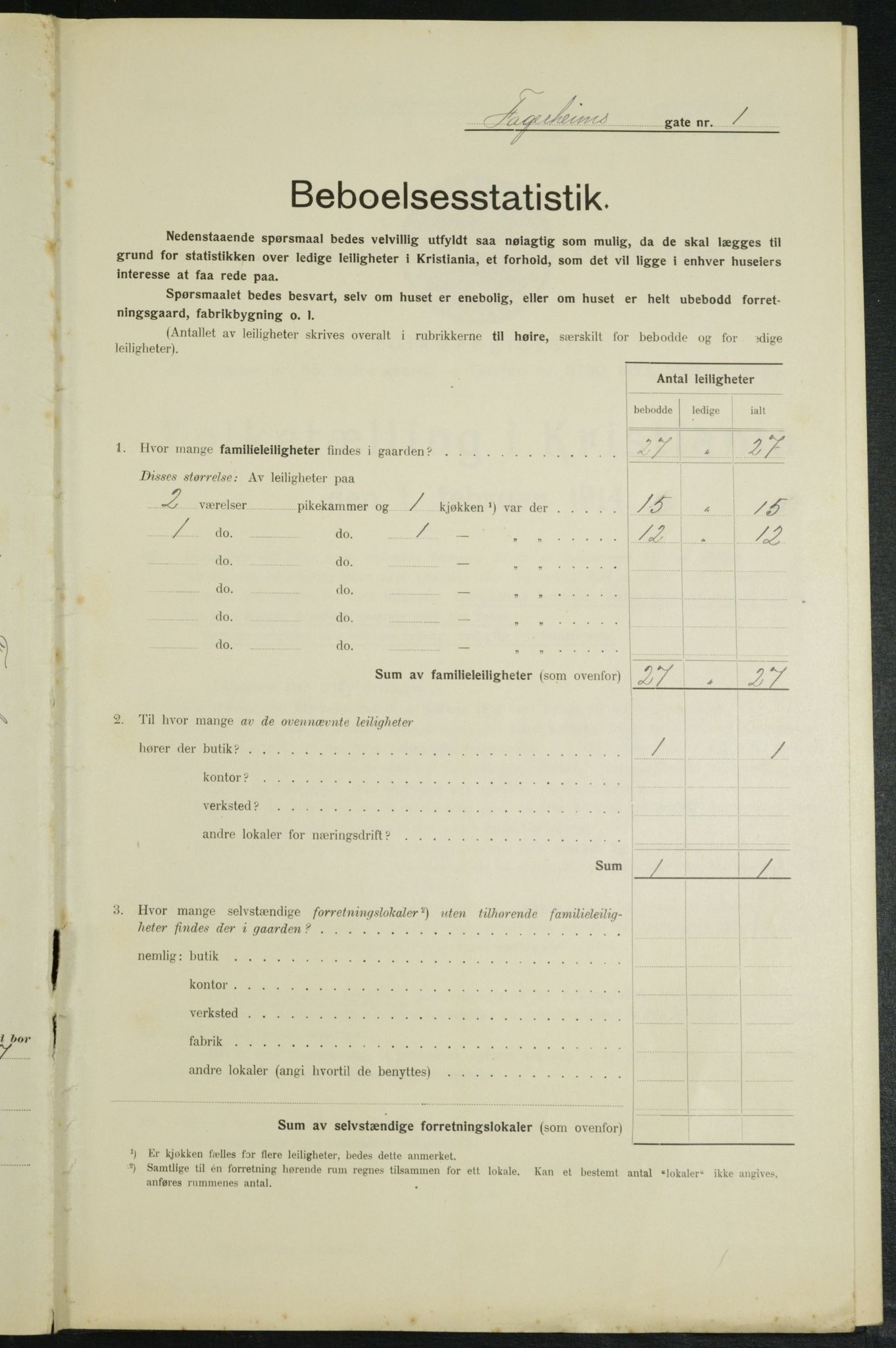 OBA, Municipal Census 1914 for Kristiania, 1914, p. 23227