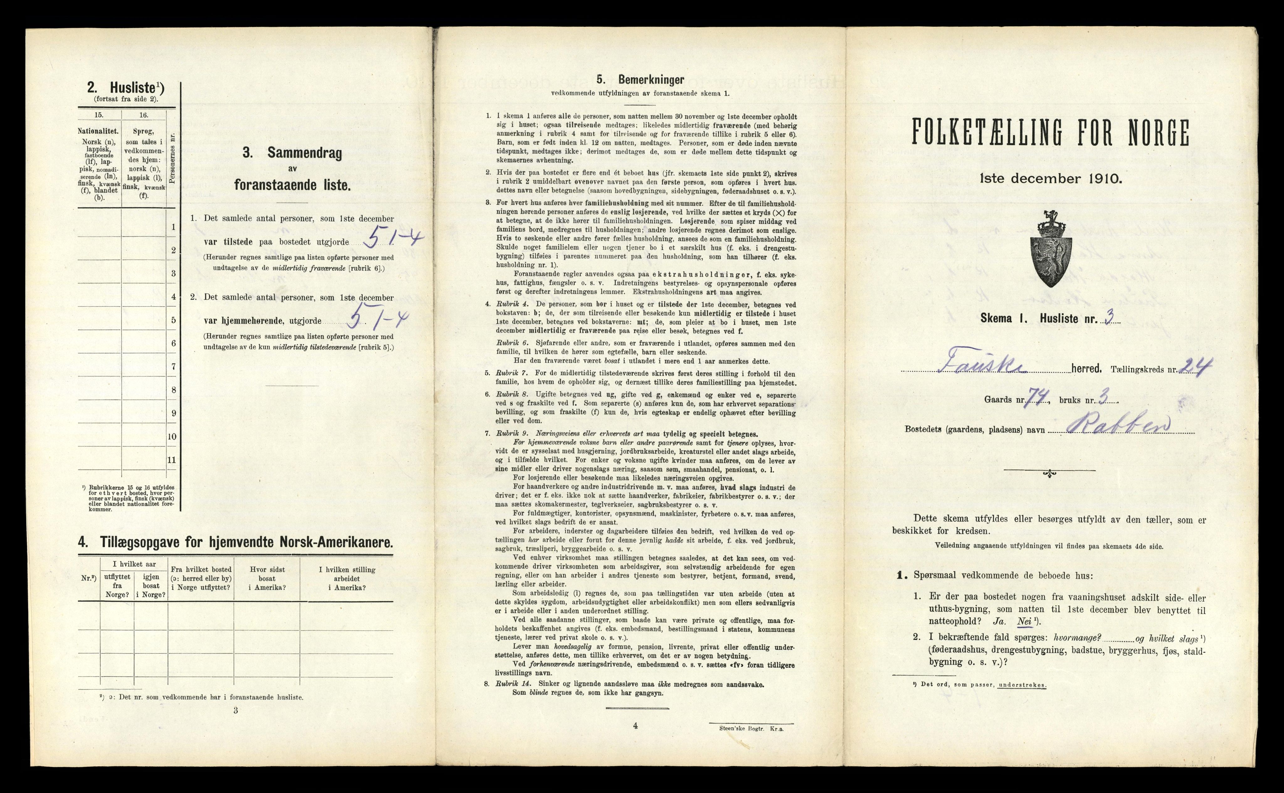 RA, 1910 census for Fauske, 1910, p. 1650