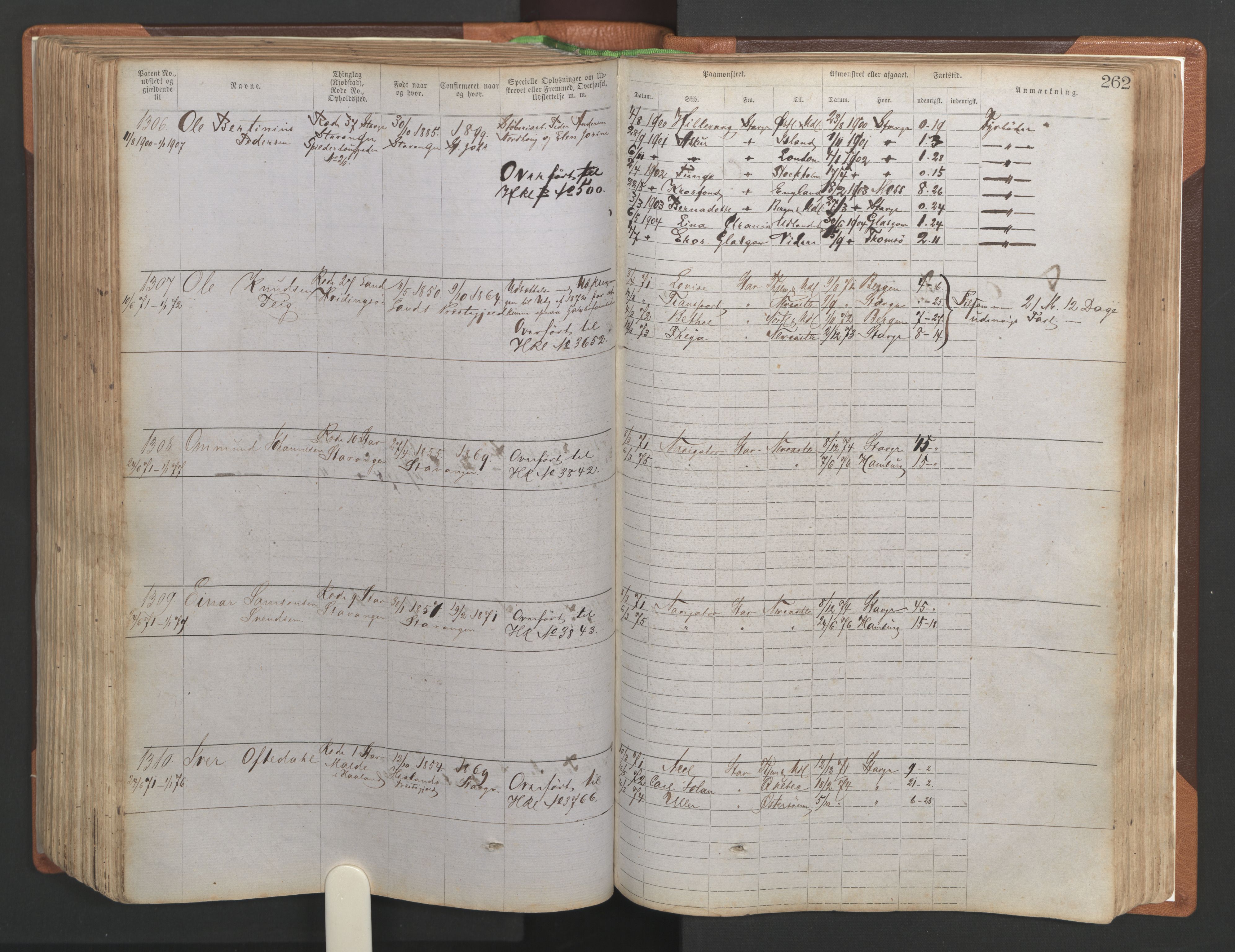 Stavanger sjømannskontor, AV/SAST-A-102006/F/Ff/L0004: Annotasjonsrulle No. 1, patentnr. 1-1785 (del 1), 1869-1900, p. 266