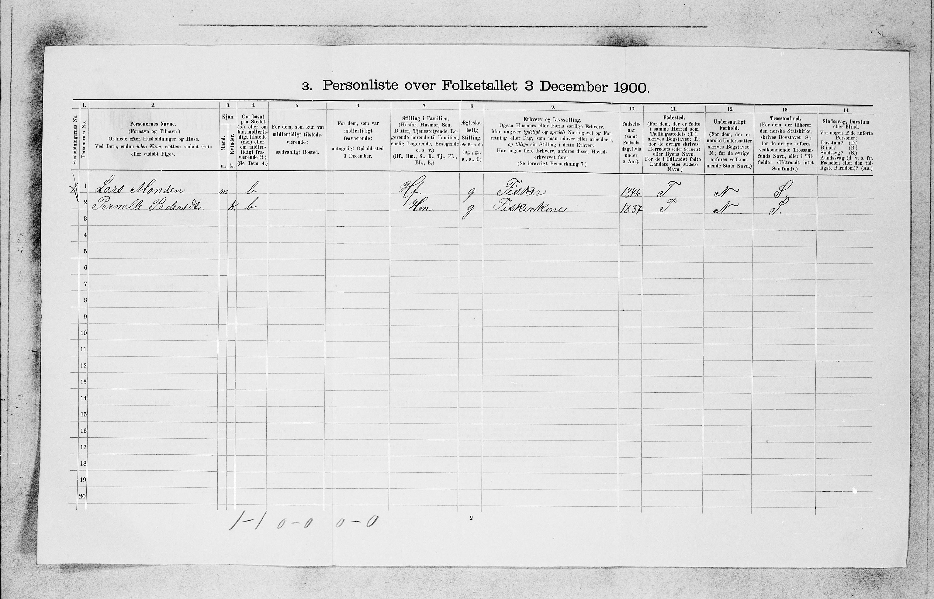 SAB, 1900 census for Selje, 1900, p. 1653