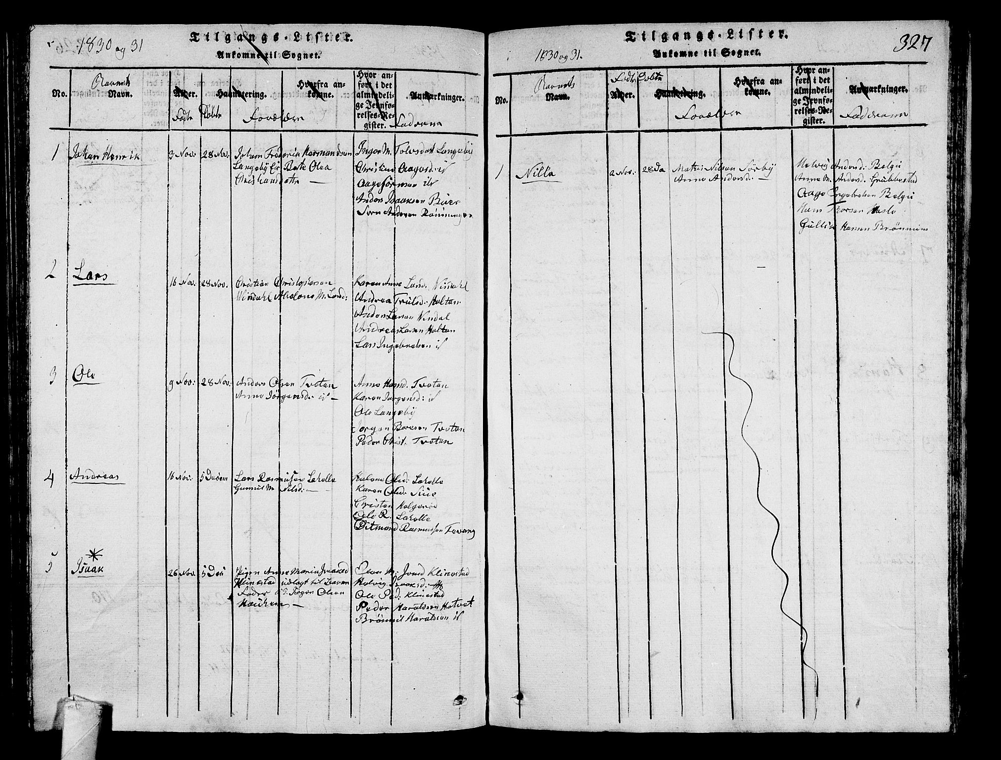 Sandar kirkebøker, AV/SAKO-A-243/G/Ga/L0001: Parish register (copy) no. 1, 1814-1835, p. 327