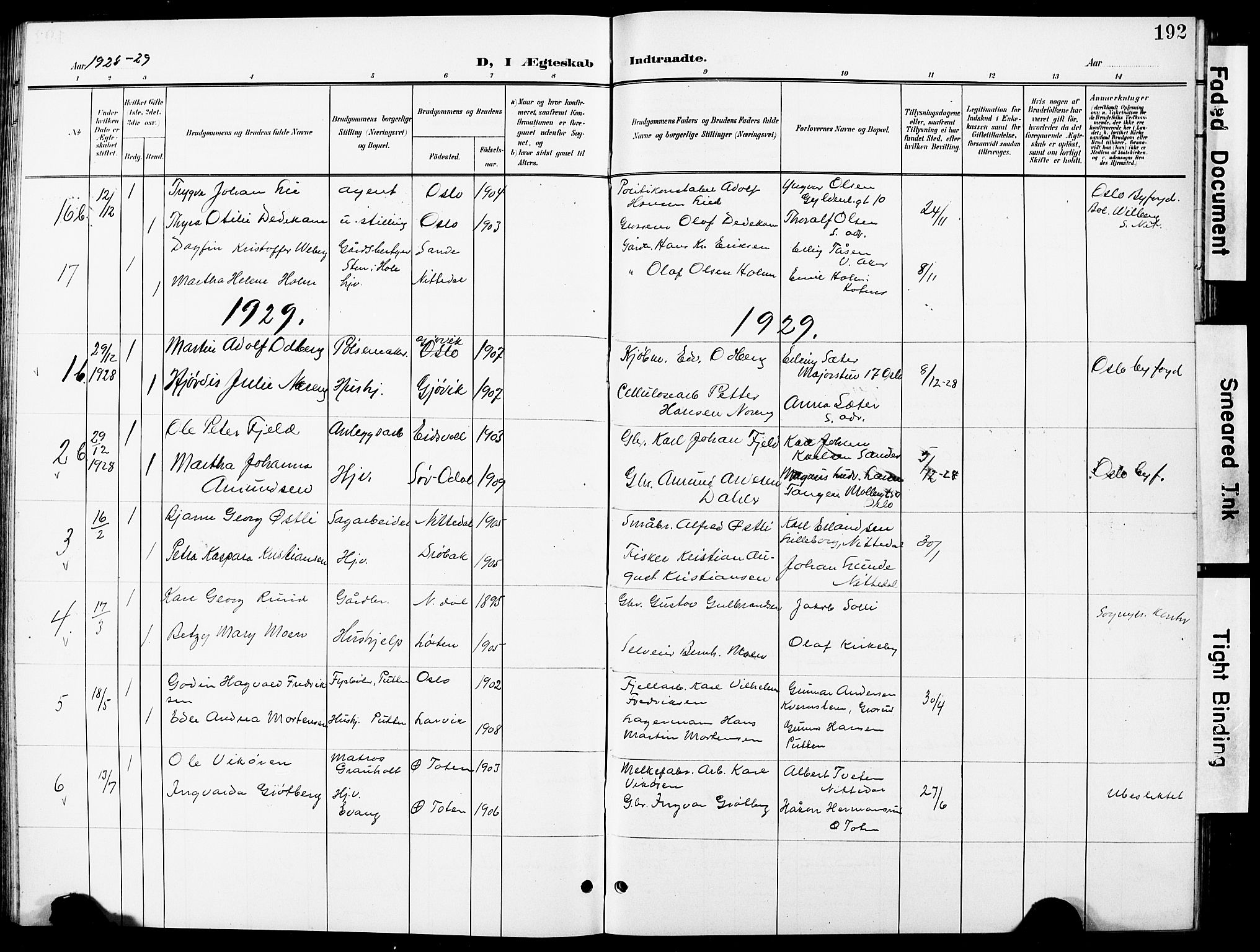 Nittedal prestekontor Kirkebøker, SAO/A-10365a/G/Ga/L0003: Parish register (copy) no. I 3, 1902-1929, p. 192