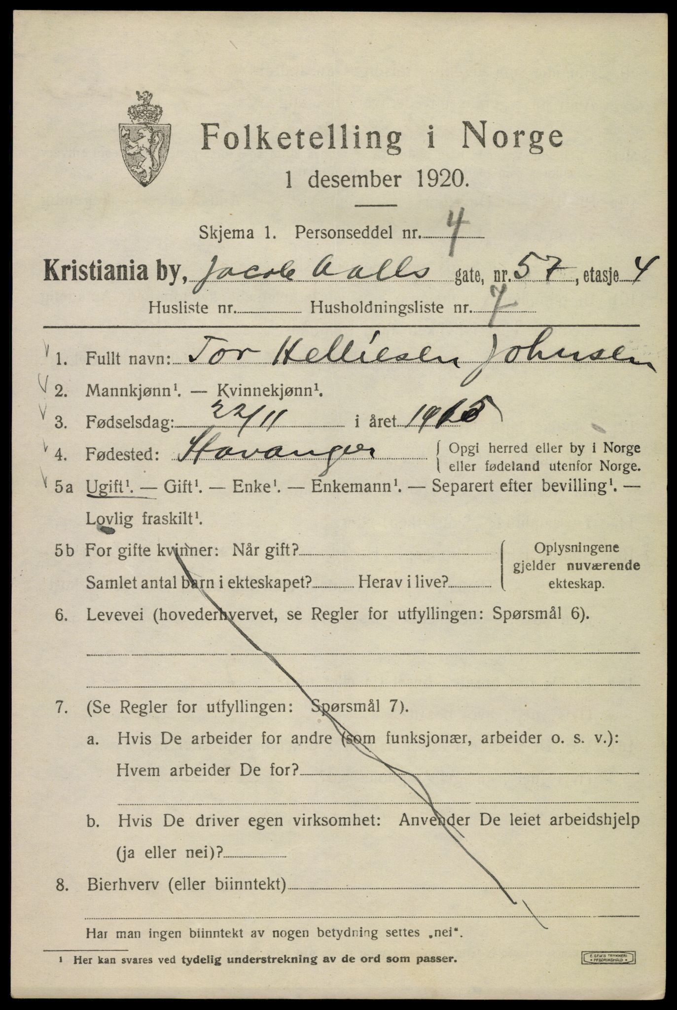 SAO, 1920 census for Kristiania, 1920, p. 316531