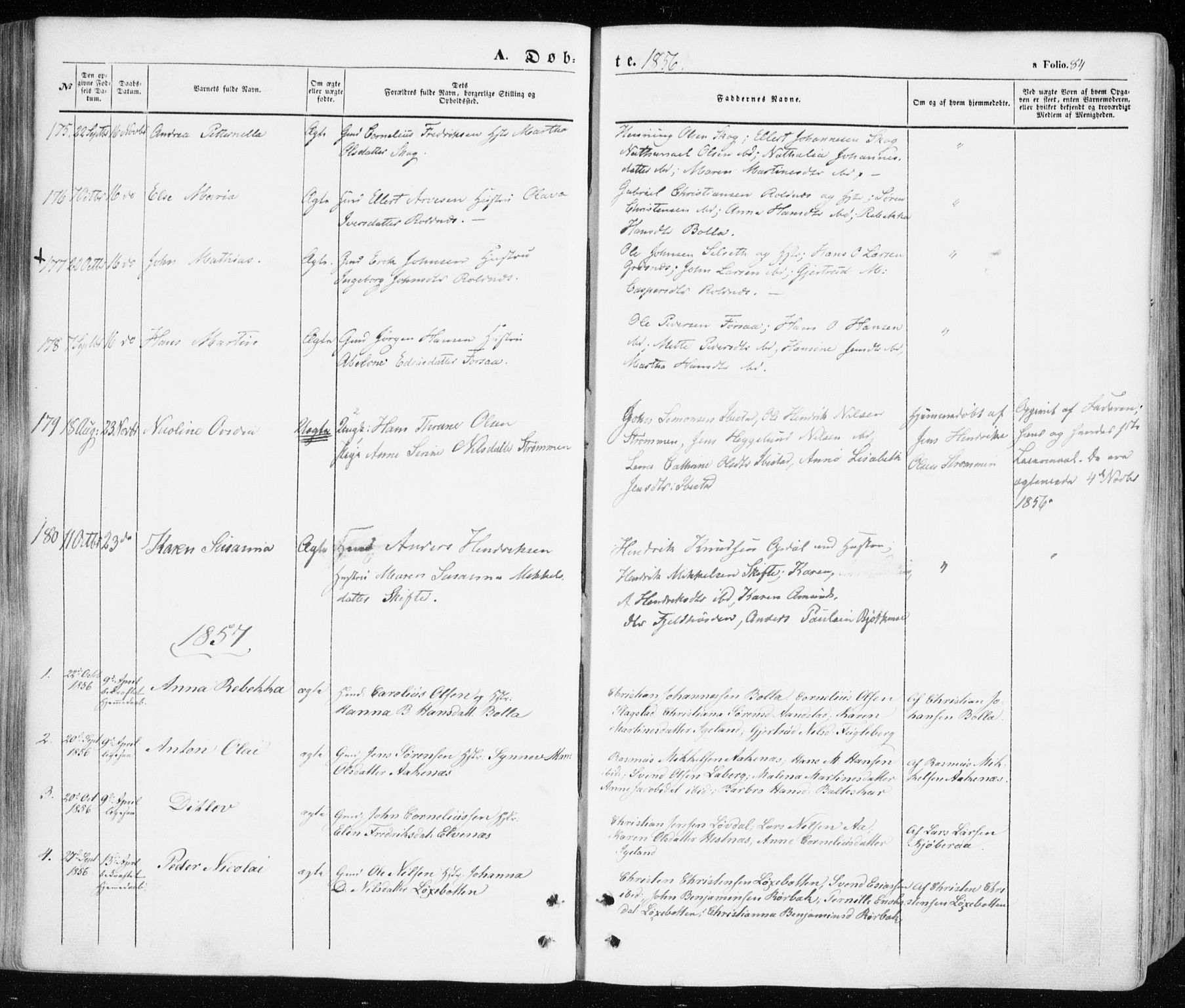 Ibestad sokneprestembete, SATØ/S-0077/H/Ha/Haa/L0008kirke: Parish register (official) no. 8, 1850-1859, p. 84