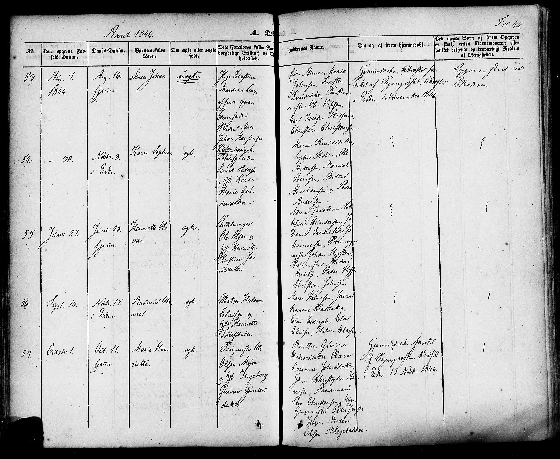 Skien kirkebøker, AV/SAKO-A-302/F/Fa/L0006a: Parish register (official) no. 6A, 1843-1856, p. 44