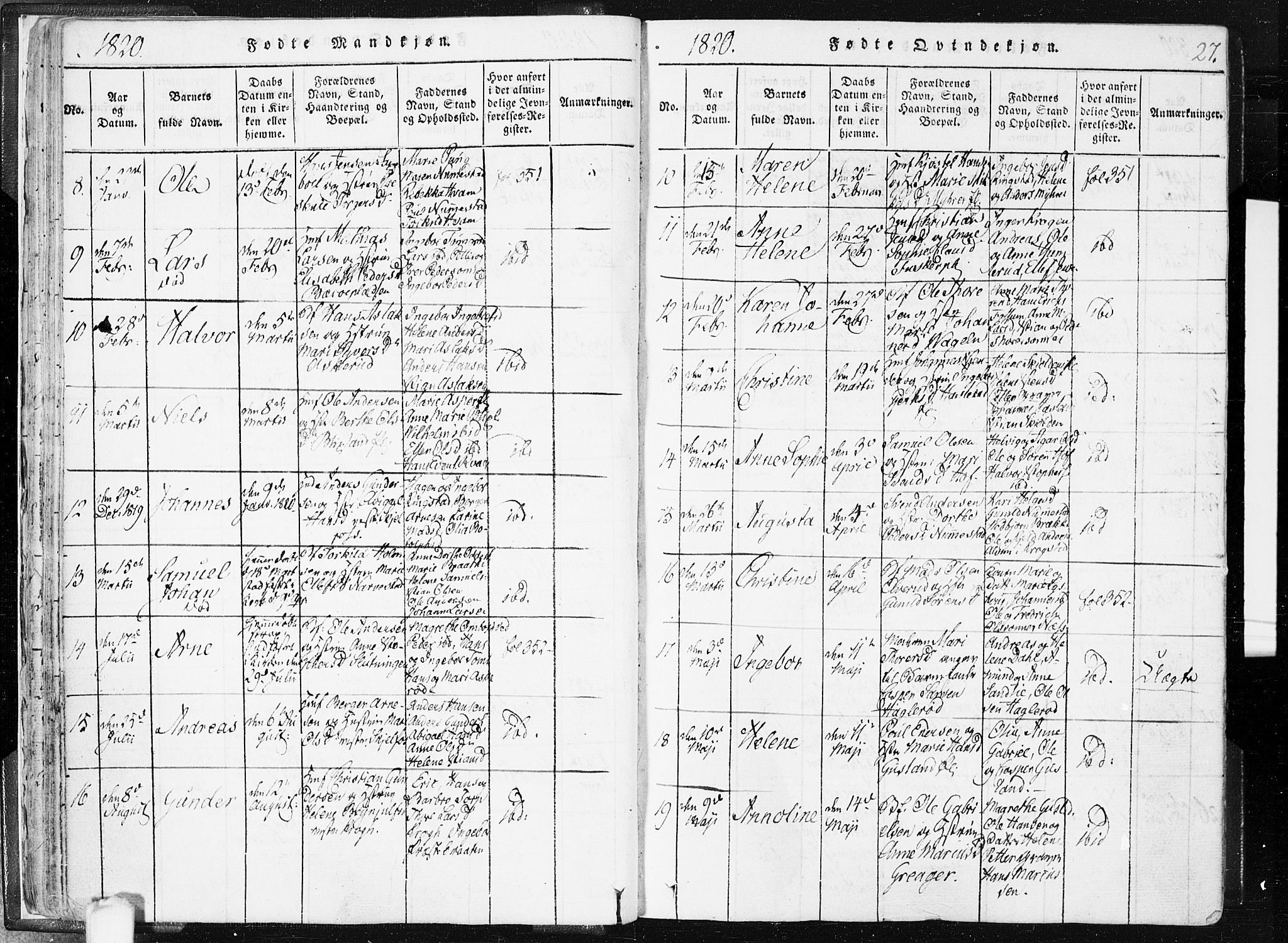 Hobøl prestekontor Kirkebøker, AV/SAO-A-2002/F/Fa/L0002: Parish register (official) no. I 2, 1814-1841, p. 27