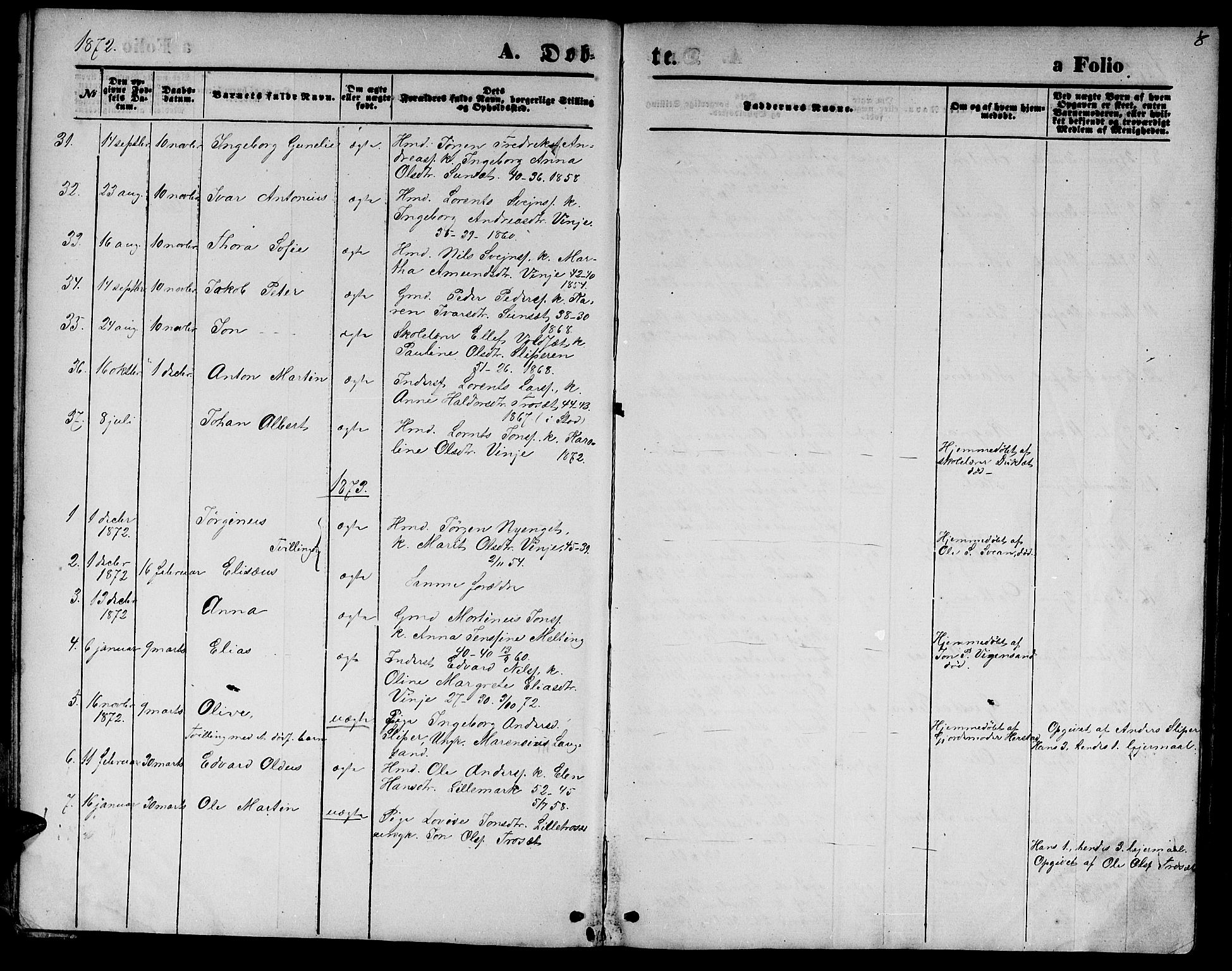 Ministerialprotokoller, klokkerbøker og fødselsregistre - Nord-Trøndelag, SAT/A-1458/733/L0326: Parish register (copy) no. 733C01, 1871-1887, p. 8