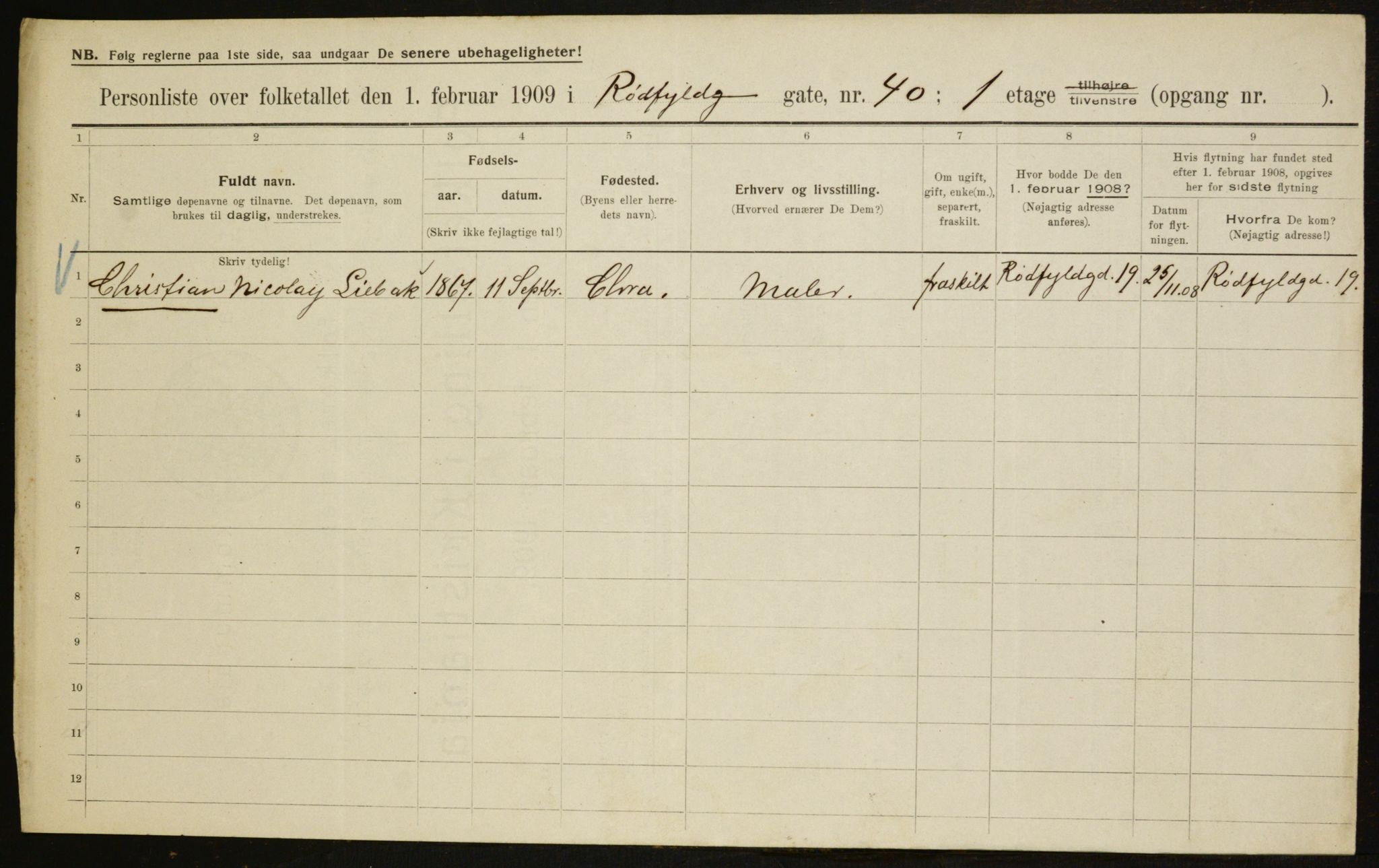 OBA, Municipal Census 1909 for Kristiania, 1909, p. 78235