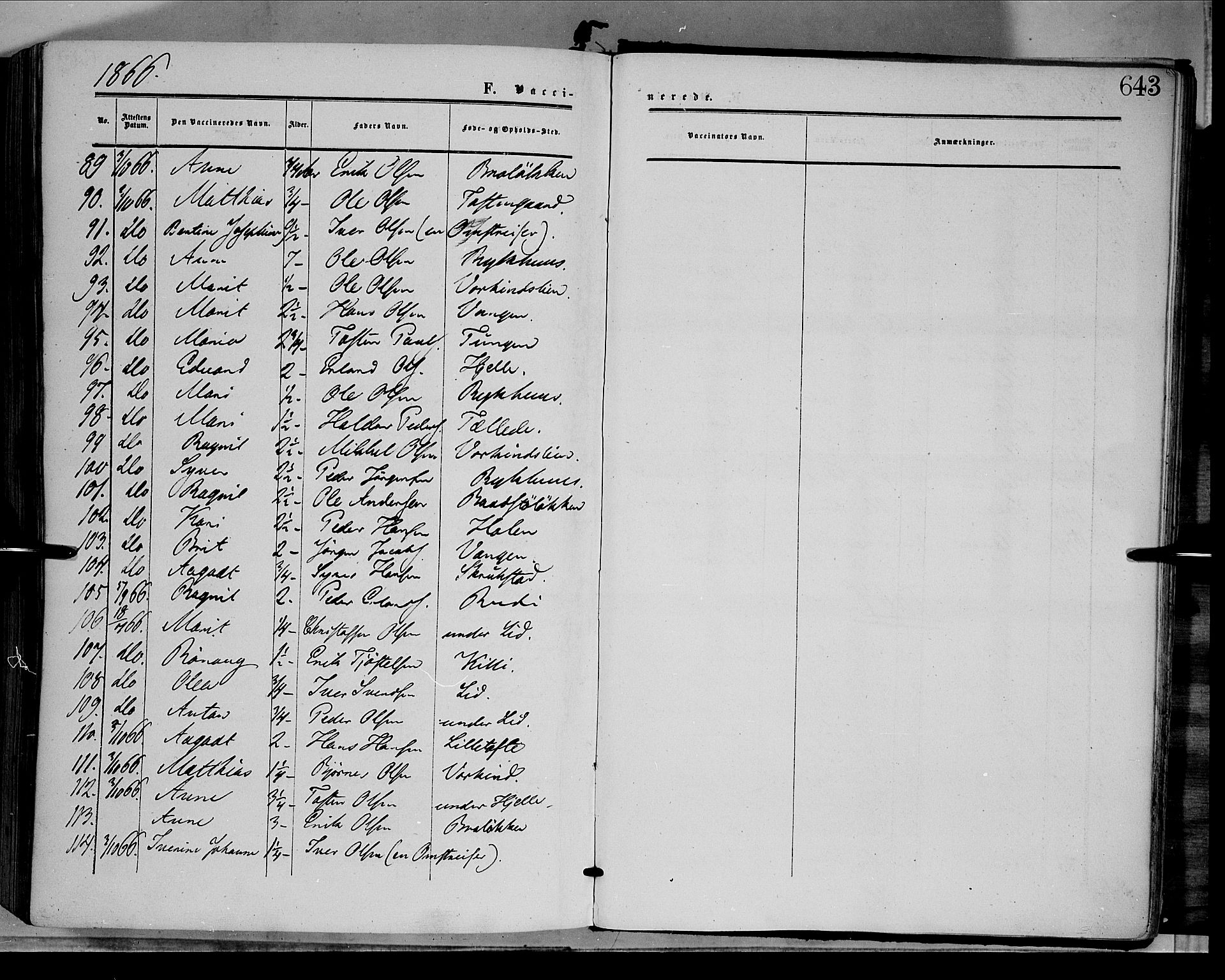 Dovre prestekontor, SAH/PREST-066/H/Ha/Haa/L0001: Parish register (official) no. 1, 1854-1878, p. 643