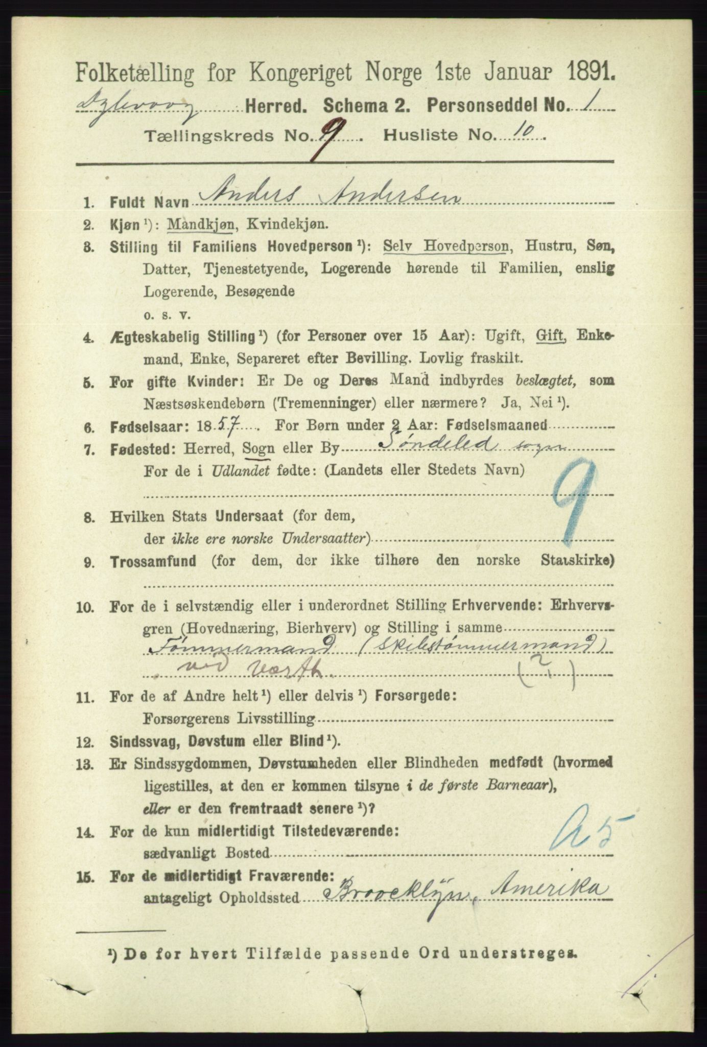 RA, 1891 census for 0915 Dypvåg, 1891, p. 3340