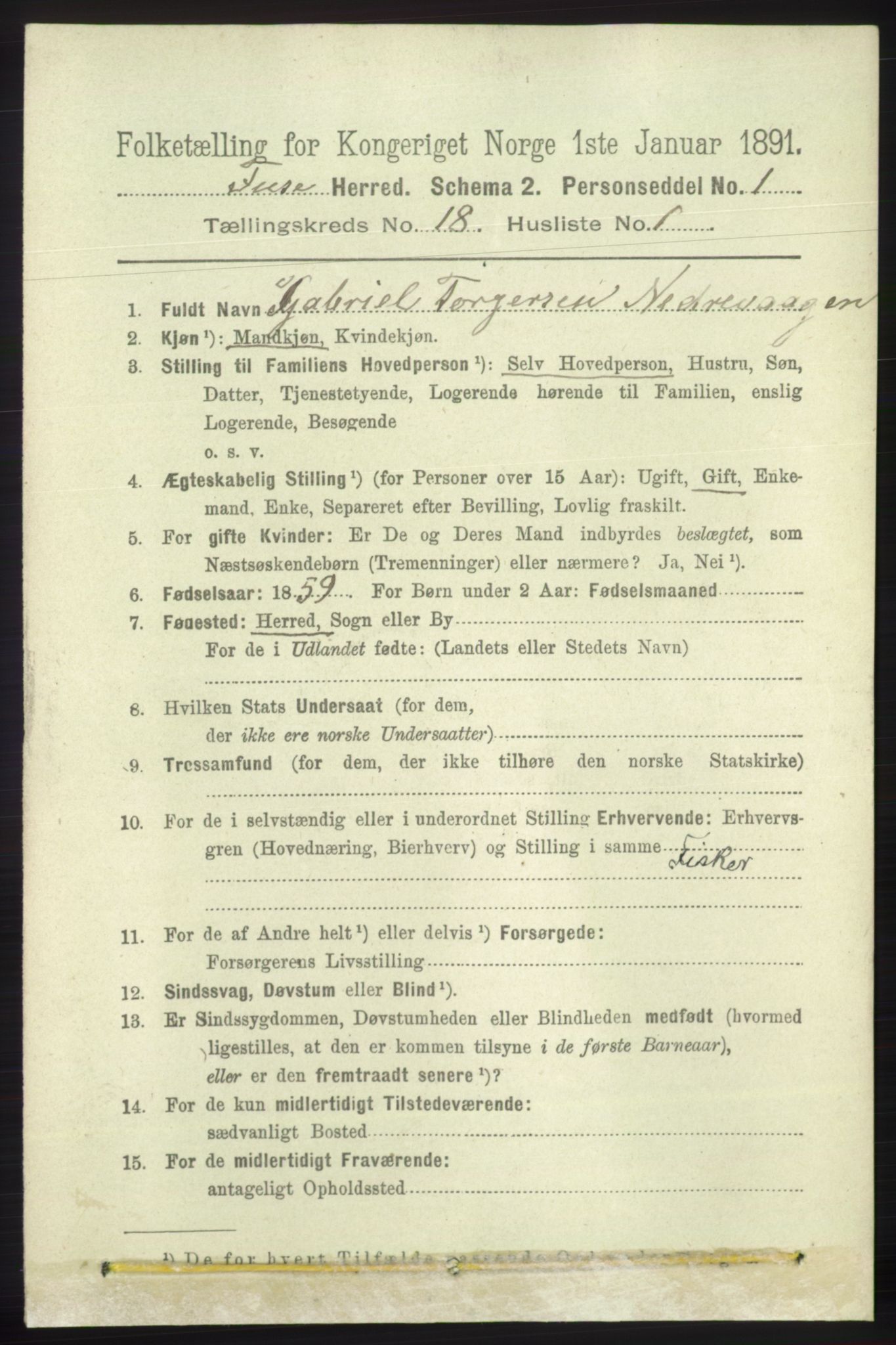 RA, 1891 census for 1241 Fusa, 1891, p. 4113