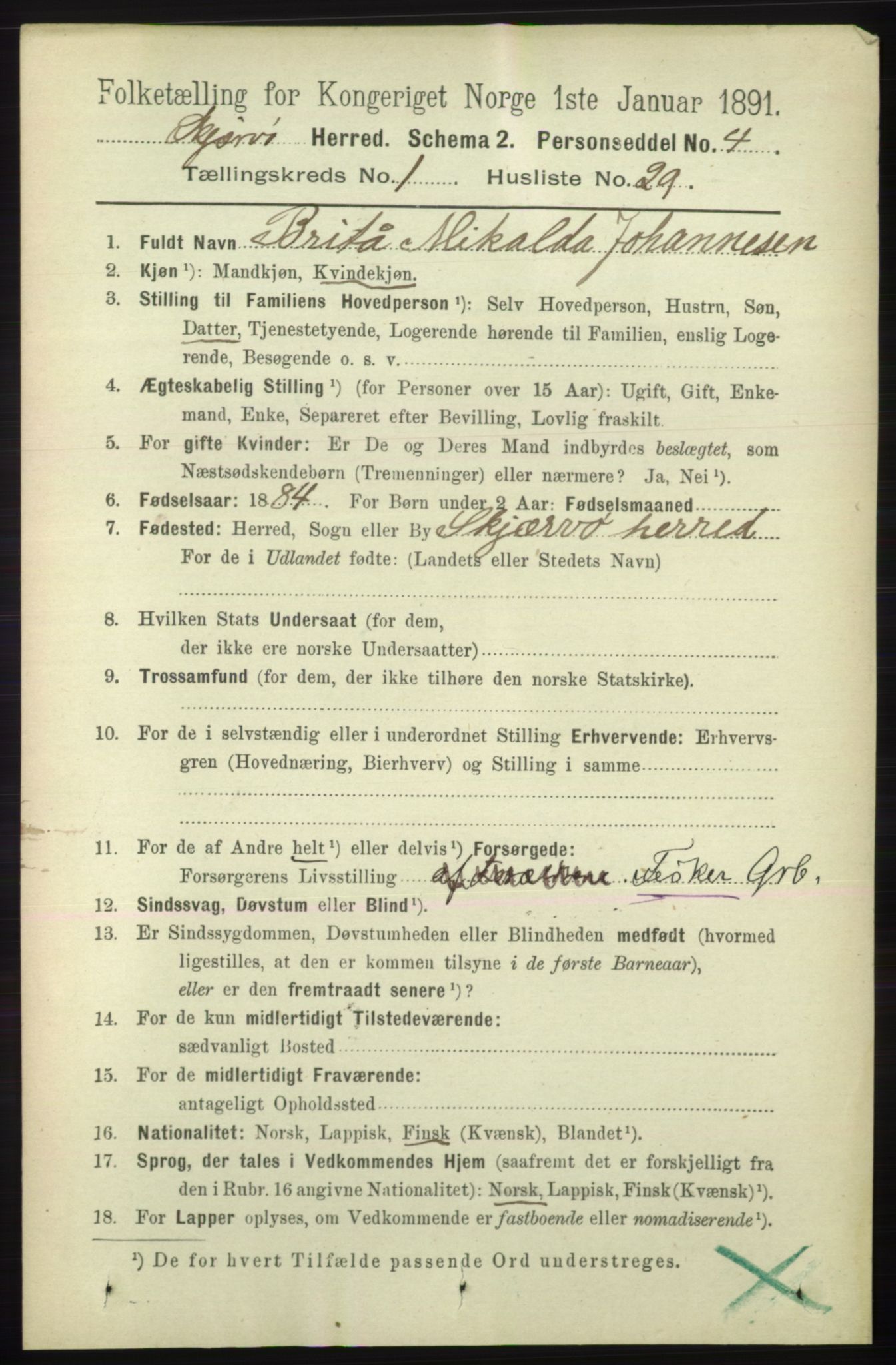 RA, 1891 census for 1941 Skjervøy, 1891, p. 350