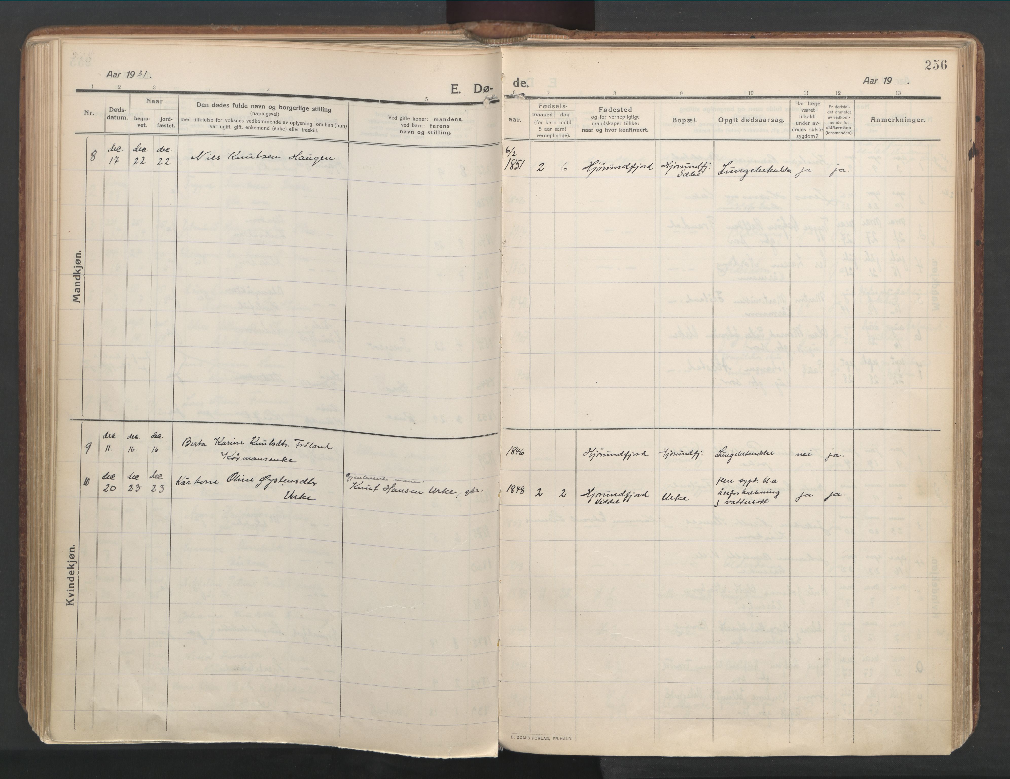 Ministerialprotokoller, klokkerbøker og fødselsregistre - Møre og Romsdal, AV/SAT-A-1454/515/L0212: Parish register (official) no. 515A08, 1911-1935, p. 256