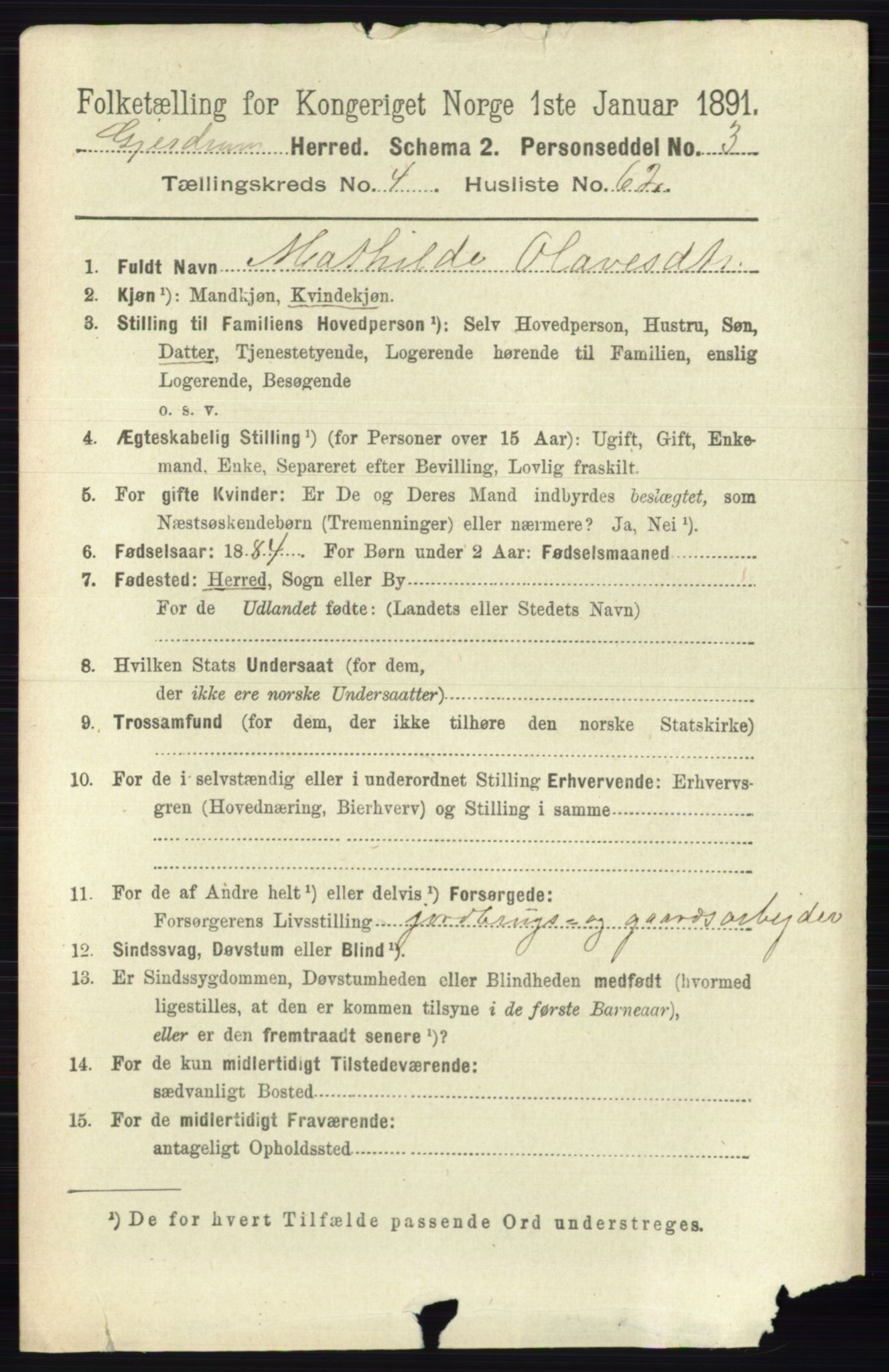 RA, 1891 census for 0234 Gjerdrum, 1891, p. 2166