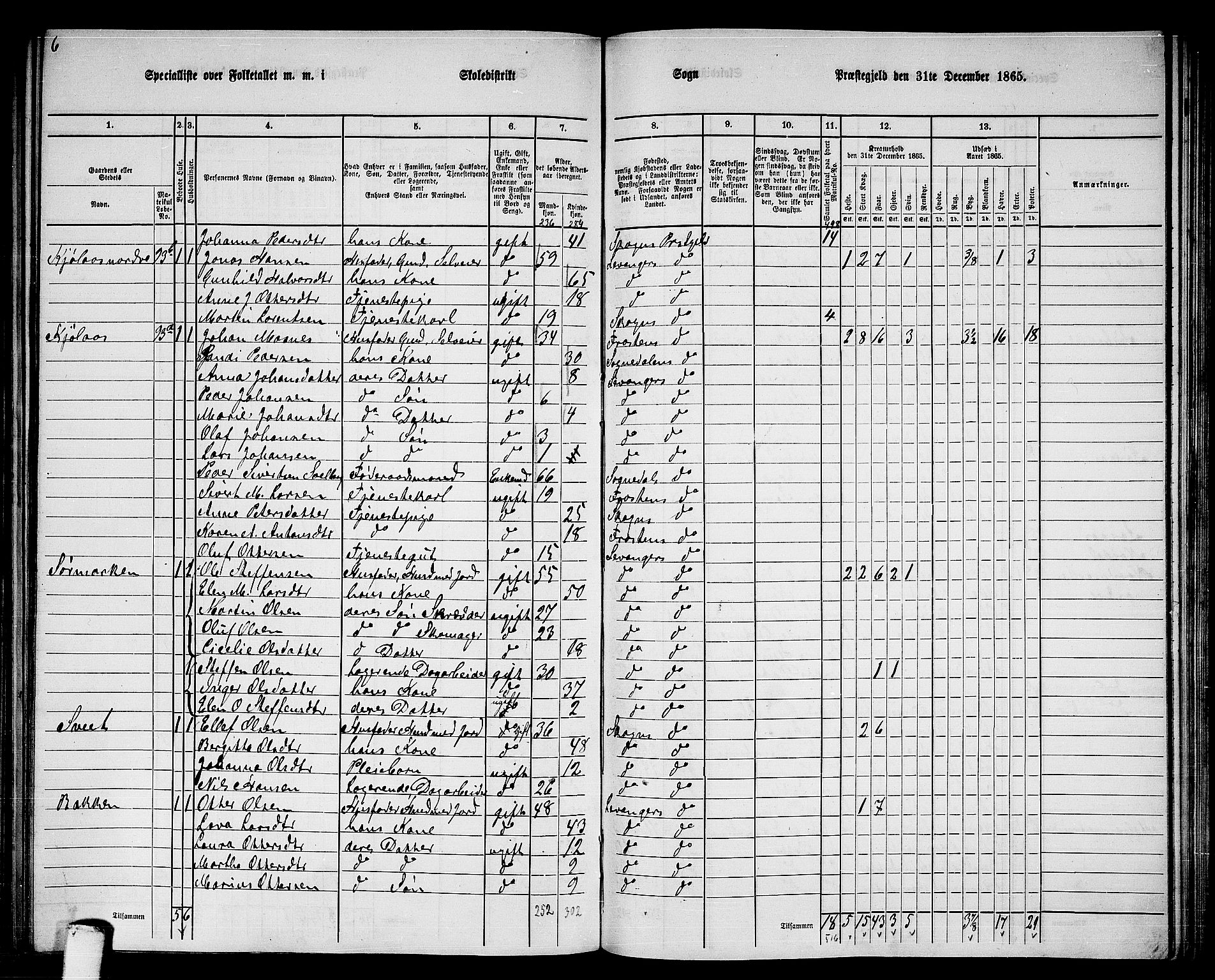 RA, 1865 census for Levanger/Levanger, 1865, p. 45