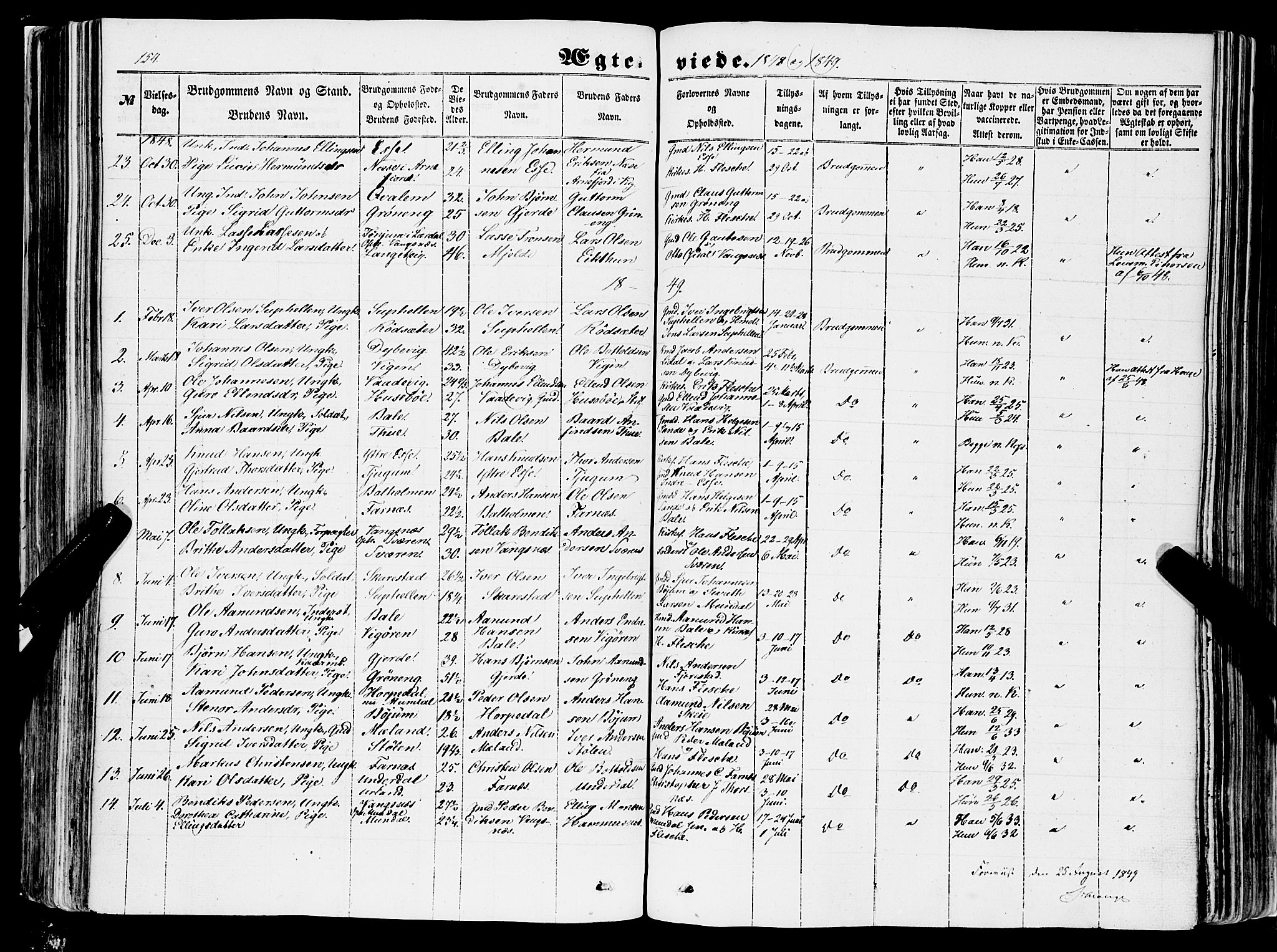 Balestrand sokneprestembete, AV/SAB-A-79601/H/Haa/Haaa/L0002: Parish register (official) no. A 2, 1847-1866, p. 154