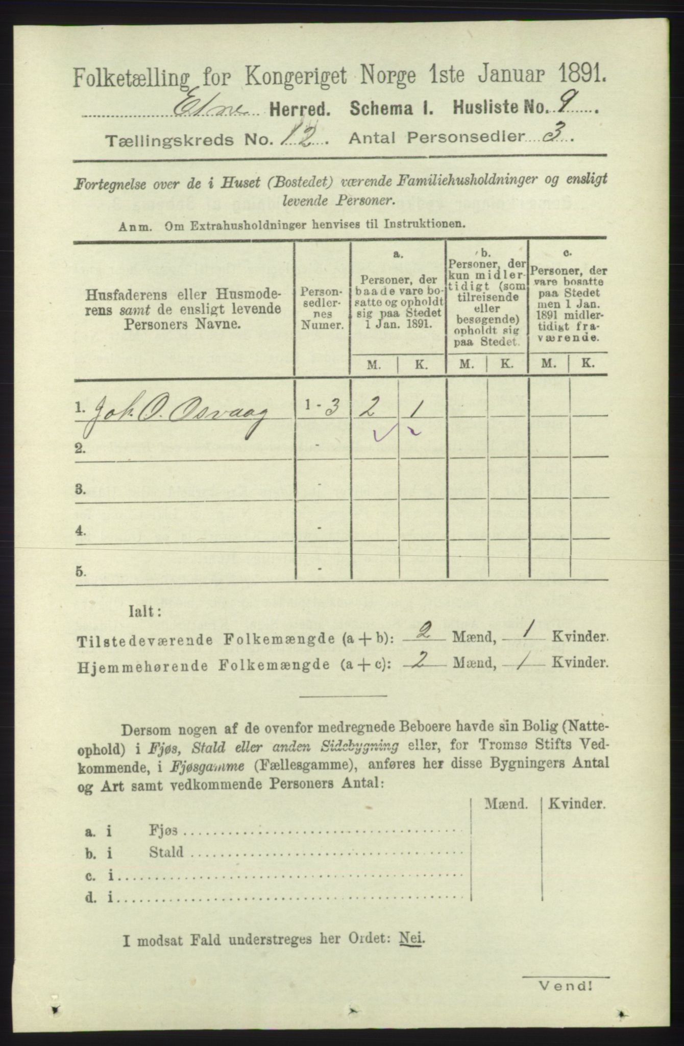 RA, 1891 census for 1211 Etne, 1891, p. 2536