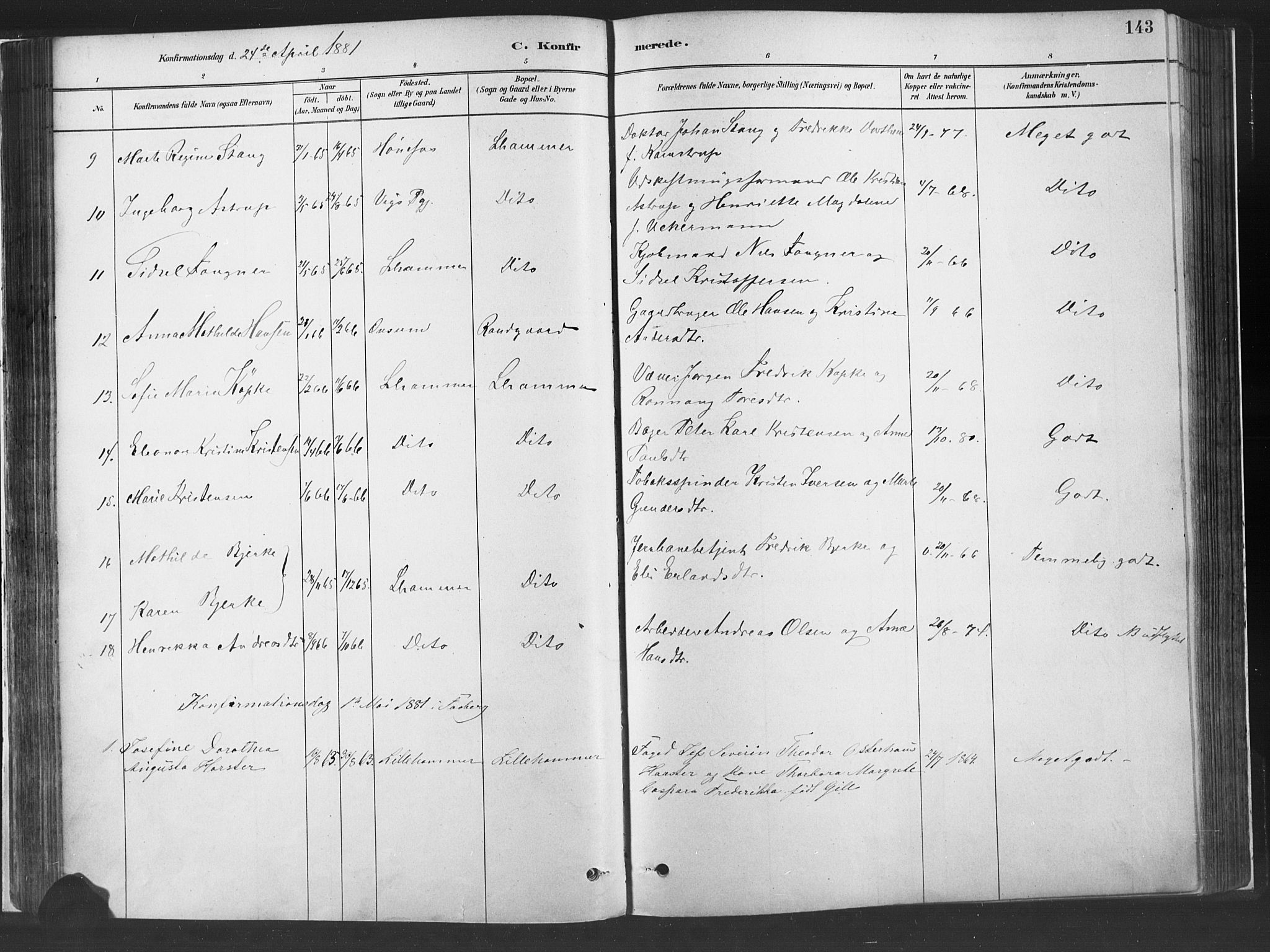 Fåberg prestekontor, SAH/PREST-086/H/Ha/Haa/L0010: Parish register (official) no. 10, 1879-1900, p. 143