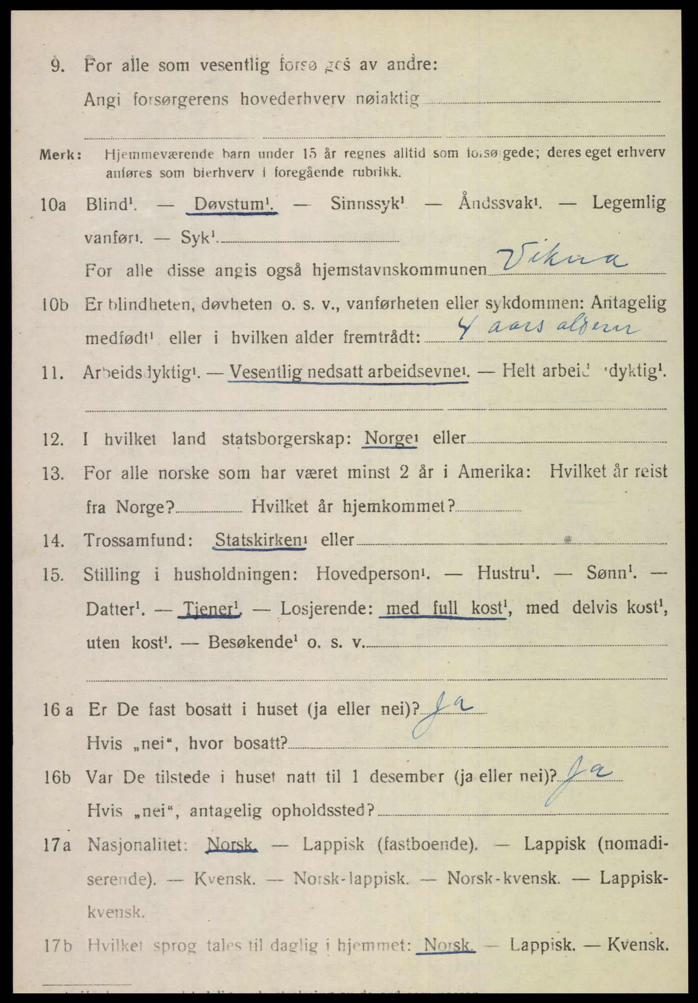 SAT, 1920 census for Vikna, 1920, p. 6680