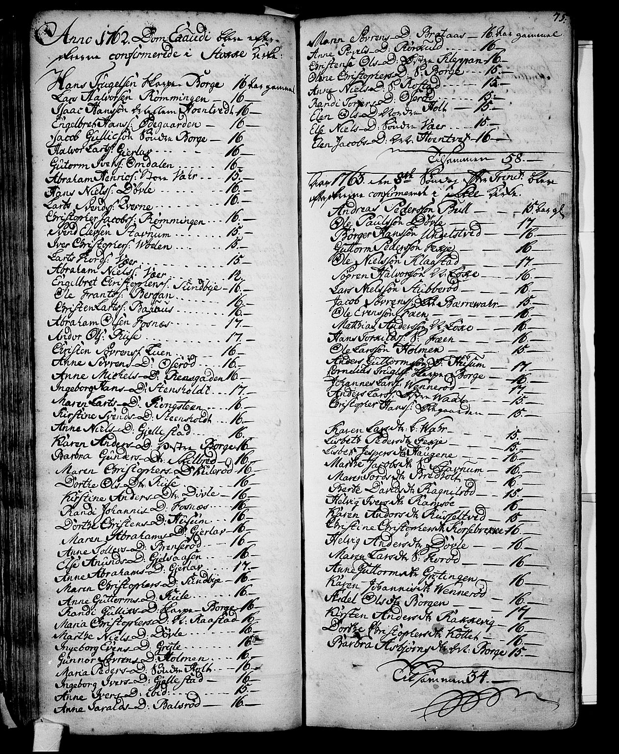 Stokke kirkebøker, AV/SAKO-A-320/F/Fa/L0002: Parish register (official) no. I 2, 1732-1770, p. 75