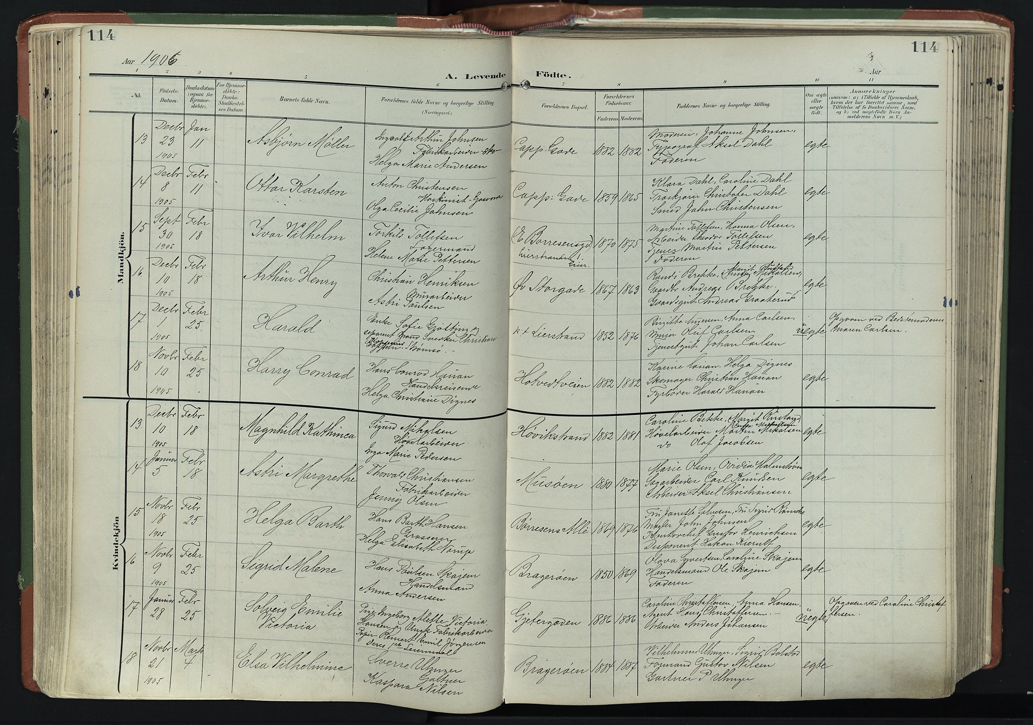 Bragernes kirkebøker, AV/SAKO-A-6/F/Fb/L0009: Parish register (official) no. II 9, 1902-1911, p. 114