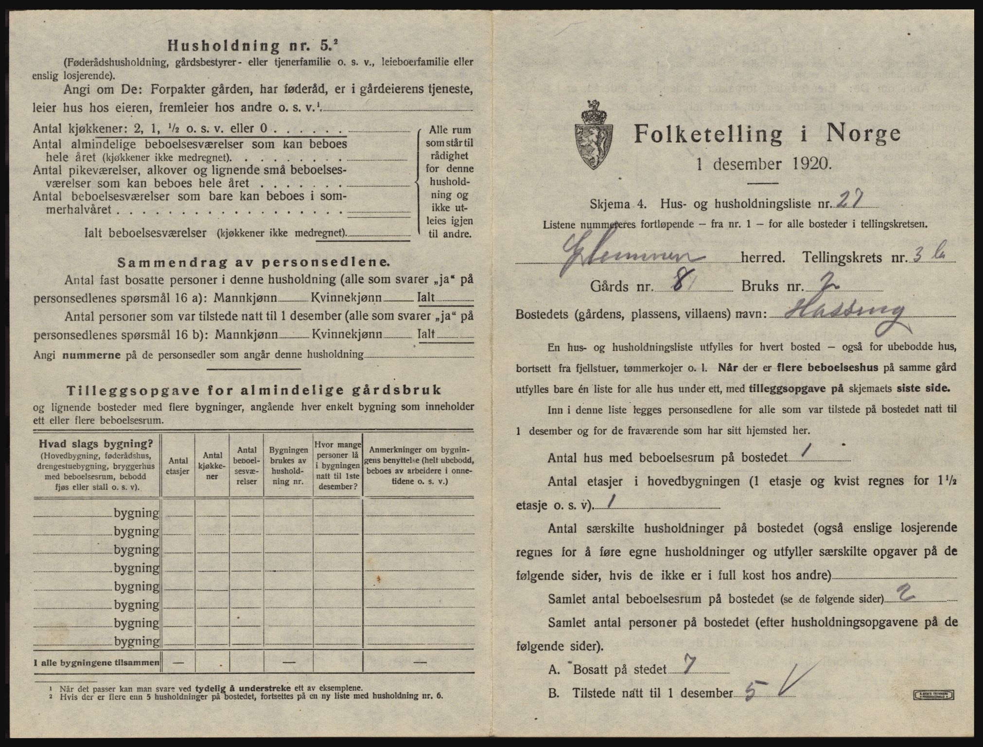 SAO, 1920 census for Glemmen, 1920, p. 1081