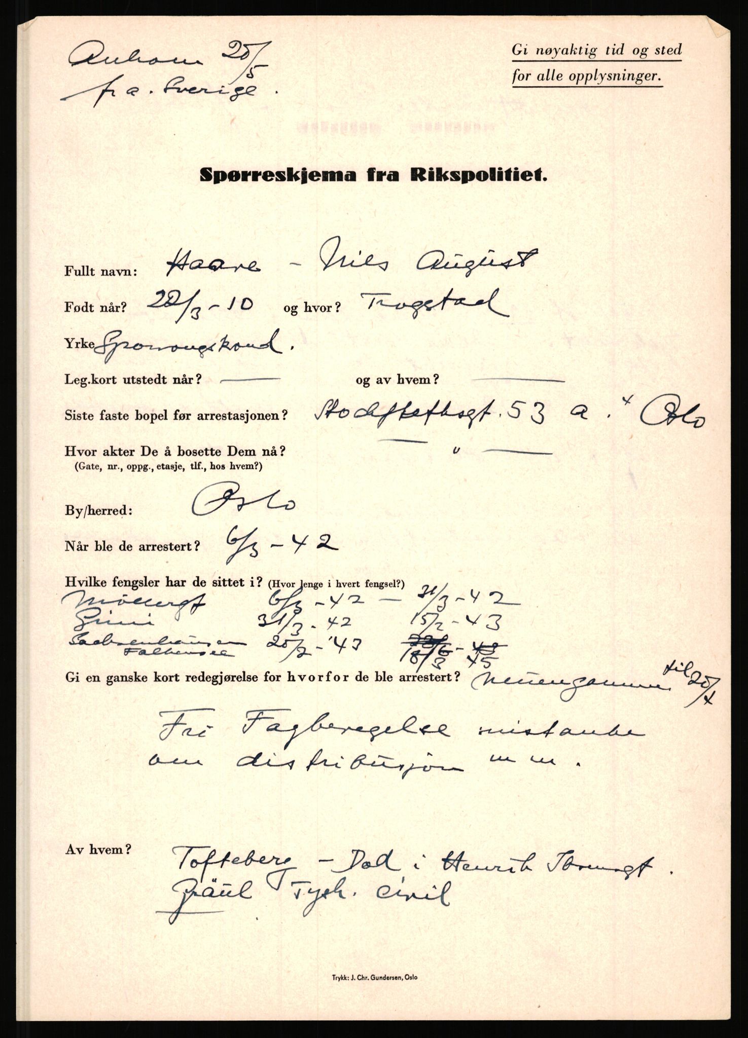 Rikspolitisjefen, AV/RA-S-1560/L/L0007: Heen, Erik C. - Iversen, Trygve, 1940-1945, p. 1057