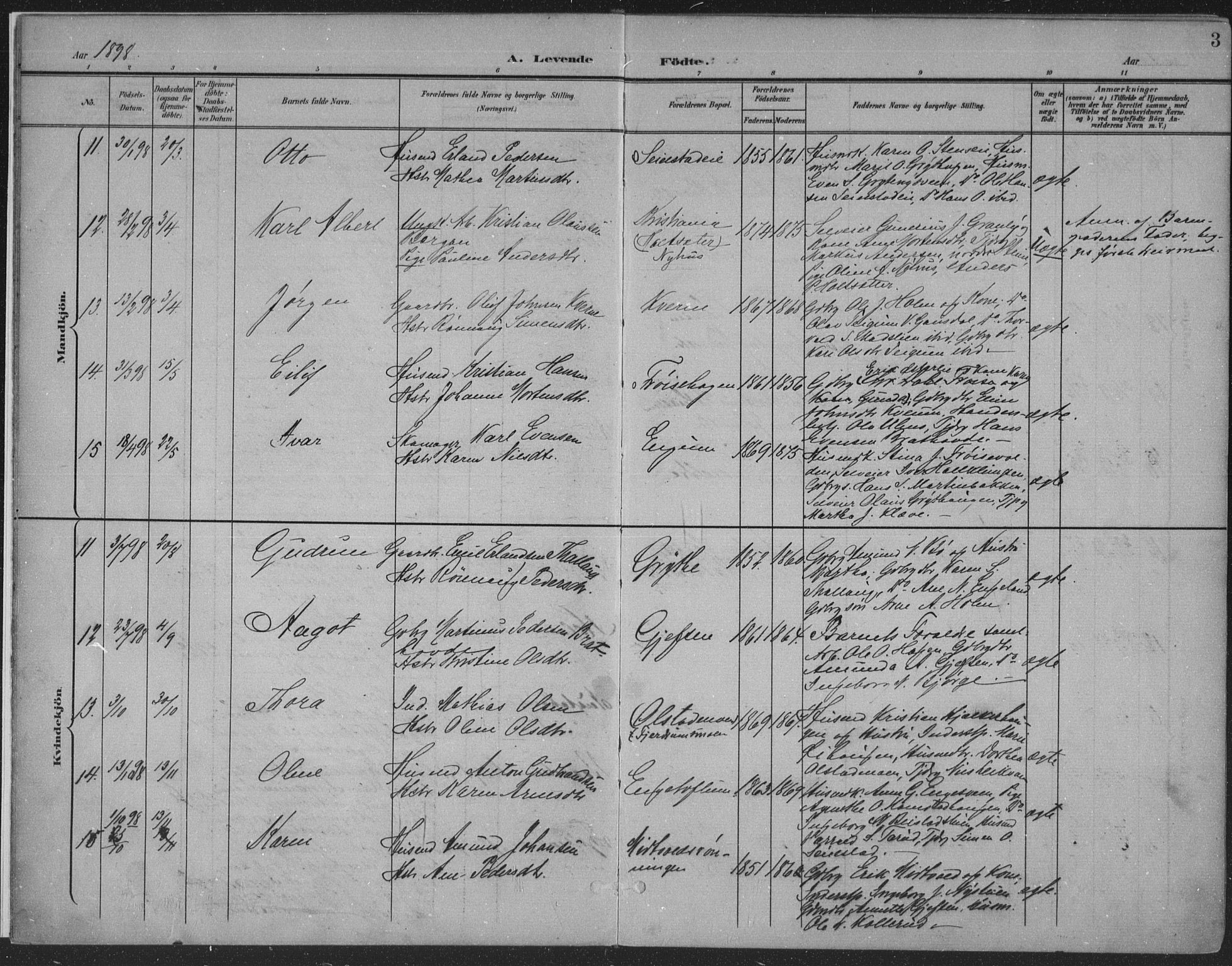 Østre Gausdal prestekontor, SAH/PREST-092/H/Ha/Haa/L0004: Parish register (official) no. 4, 1898-1914, p. 3