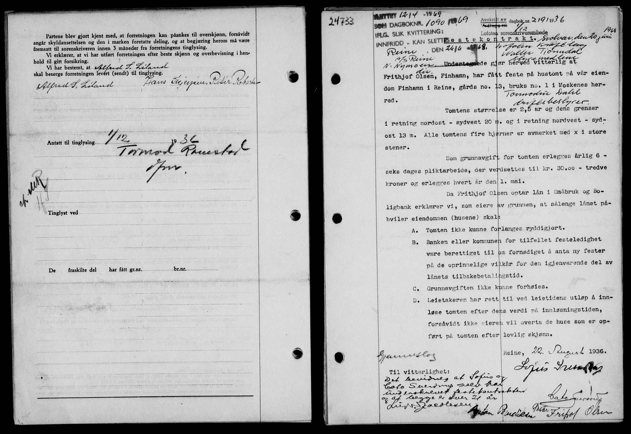 Lofoten sorenskriveri, SAT/A-0017/1/2/2C/L0001a: Mortgage book no. 1a, 1936-1937, Diary no: : 2191/1936