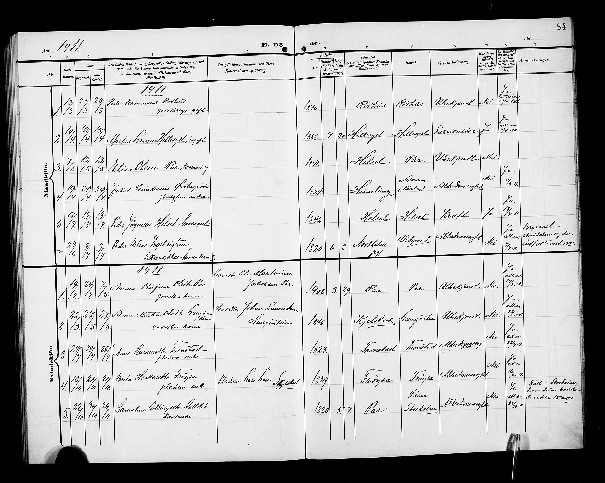 Ministerialprotokoller, klokkerbøker og fødselsregistre - Møre og Romsdal, AV/SAT-A-1454/517/L0231: Parish register (copy) no. 517C04, 1904-1918, p. 84