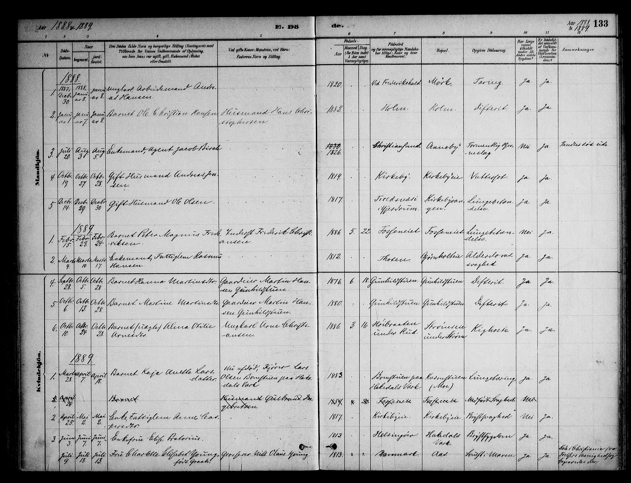 Nittedal prestekontor Kirkebøker, AV/SAO-A-10365a/F/Fb/L0001: Parish register (official) no. II 1, 1879-1901, p. 133