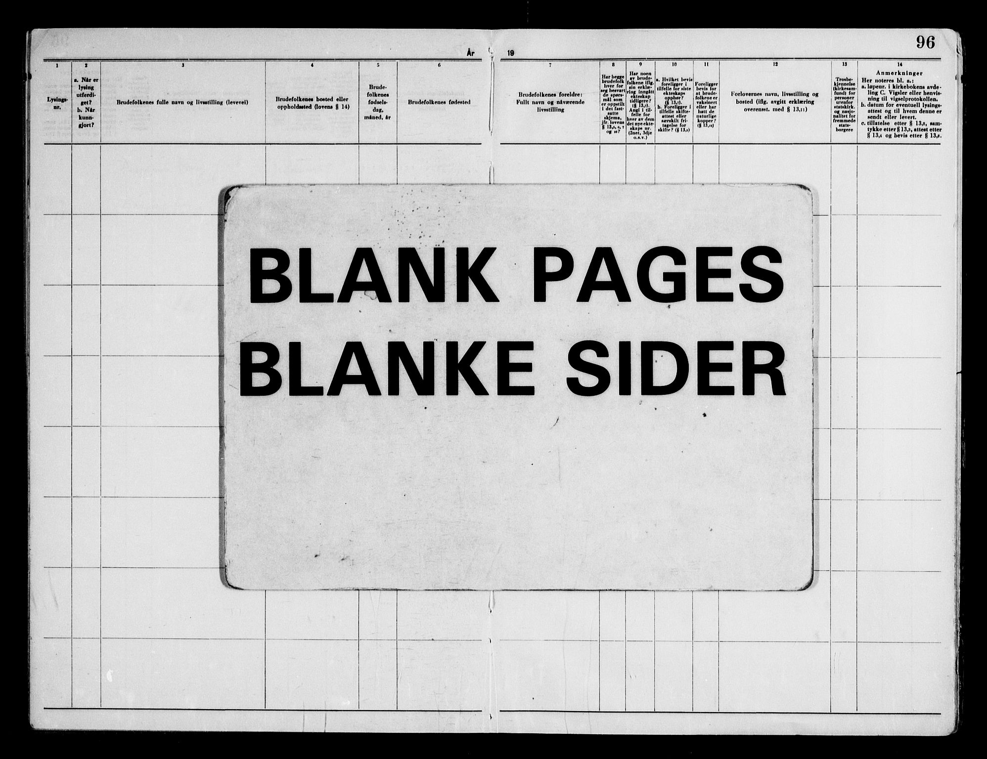 Tjølling kirkebøker, AV/SAKO-A-60/H/Ha/L0002: Banns register no. 2, 1951-1971, p. 96