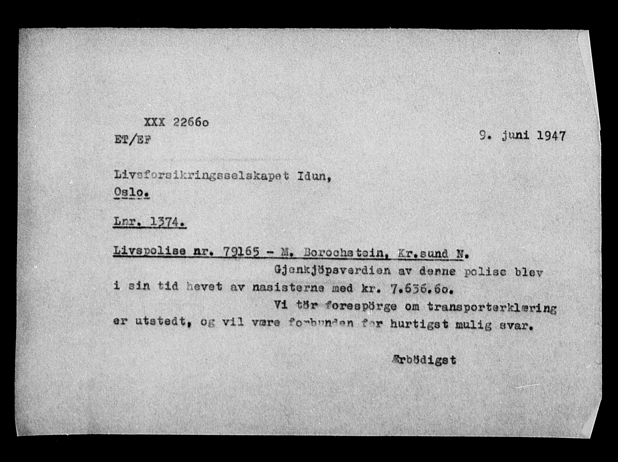 Justisdepartementet, Tilbakeføringskontoret for inndratte formuer, AV/RA-S-1564/H/Hc/Hcb/L0910: --, 1945-1947, p. 414