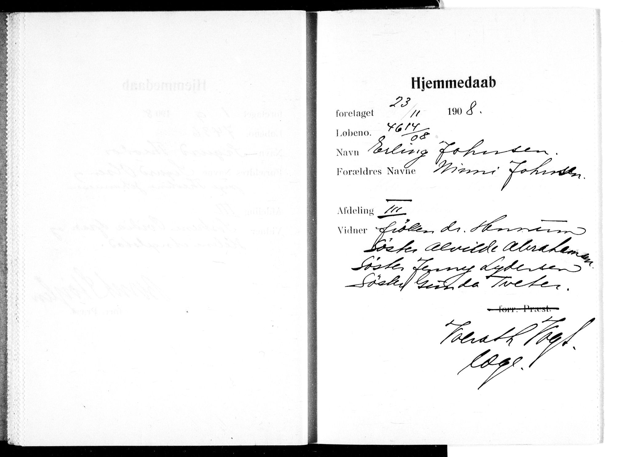 Ullevål sykehus prestekontor Kirkebøker, AV/SAO-A-10542a/K/Ka/L0004: Baptism register no. 4, 1906-1926