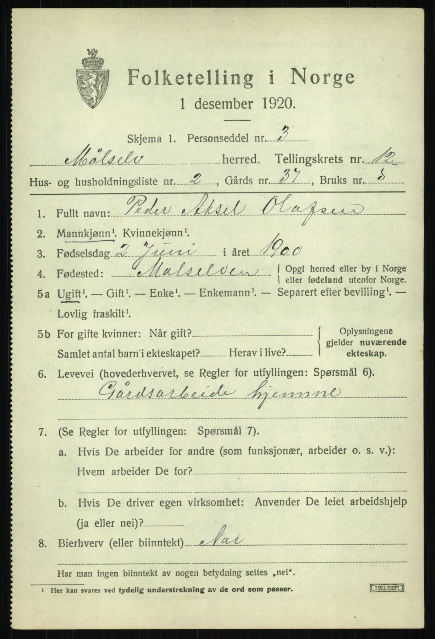 SATØ, 1920 census for Målselv, 1920, p. 6441