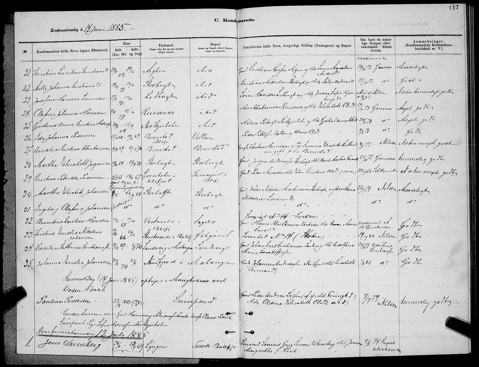 Balsfjord sokneprestembete, AV/SATØ-S-1303/G/Ga/L0007klokker: Parish register (copy) no. 7, 1878-1889, p. 117