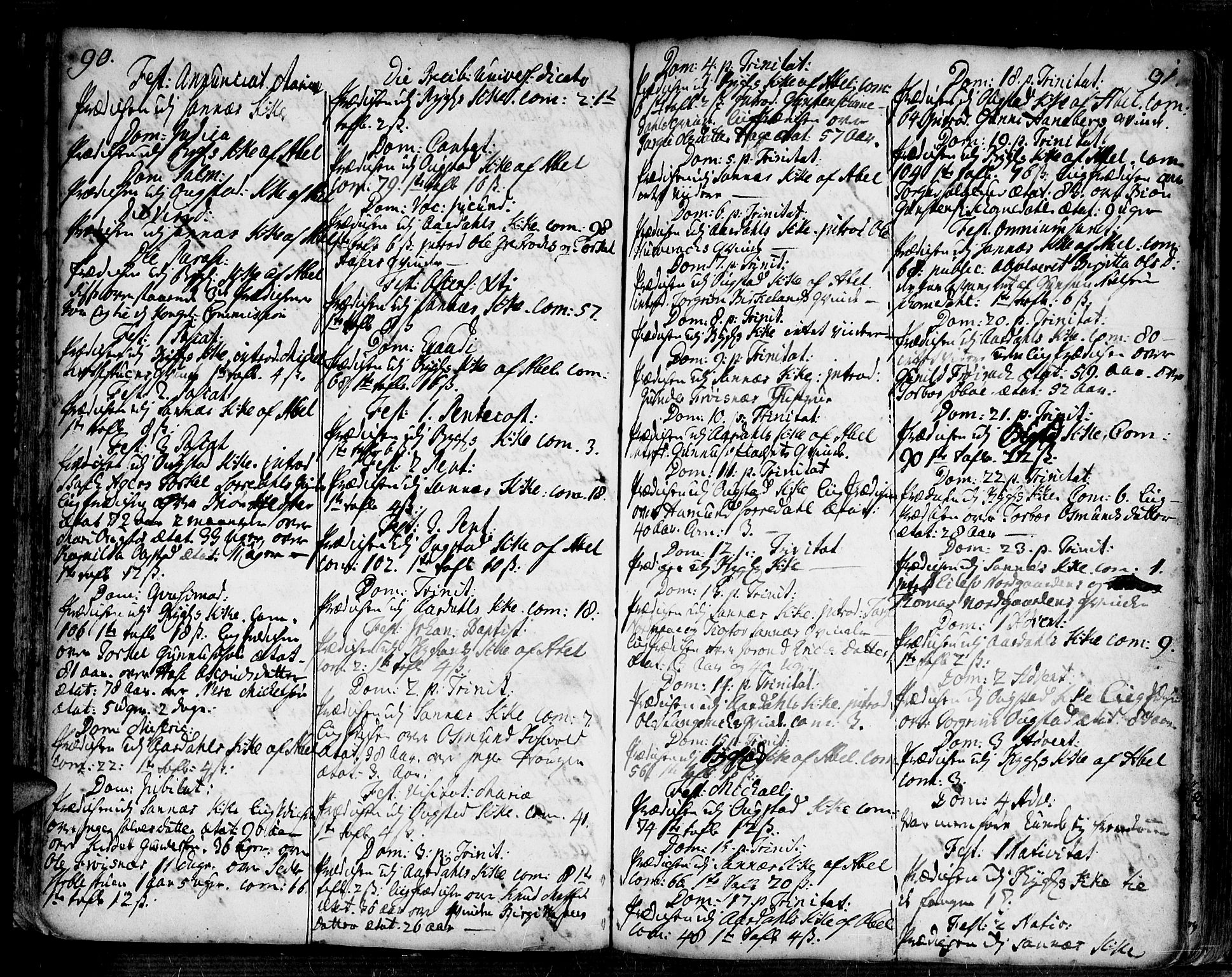 Bygland sokneprestkontor, AV/SAK-1111-0006/F/Fa/Fab/L0001: Parish register (official) no. A 1, 1725-1766, p. 90-91