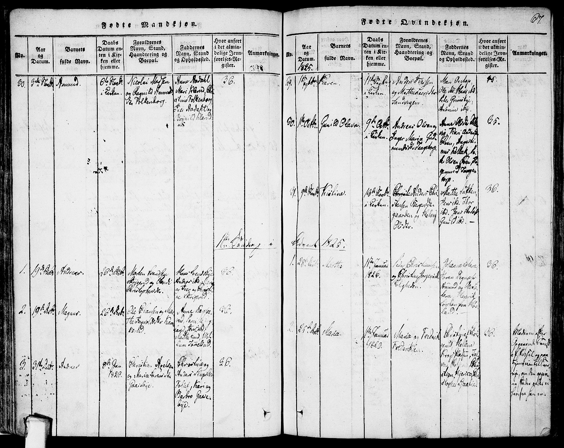 Rødenes prestekontor Kirkebøker, AV/SAO-A-2005/F/Fa/L0004: Parish register (official) no. I 4, 1814-1838, p. 67