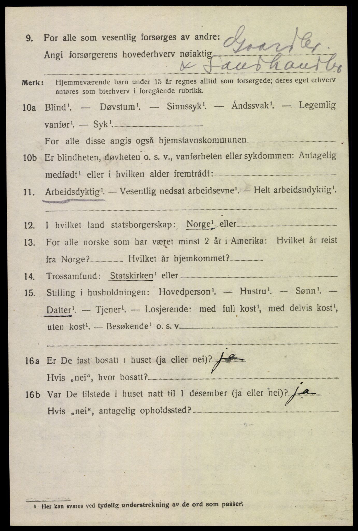 SAK, 1920 census for Spangereid, 1920, p. 2566