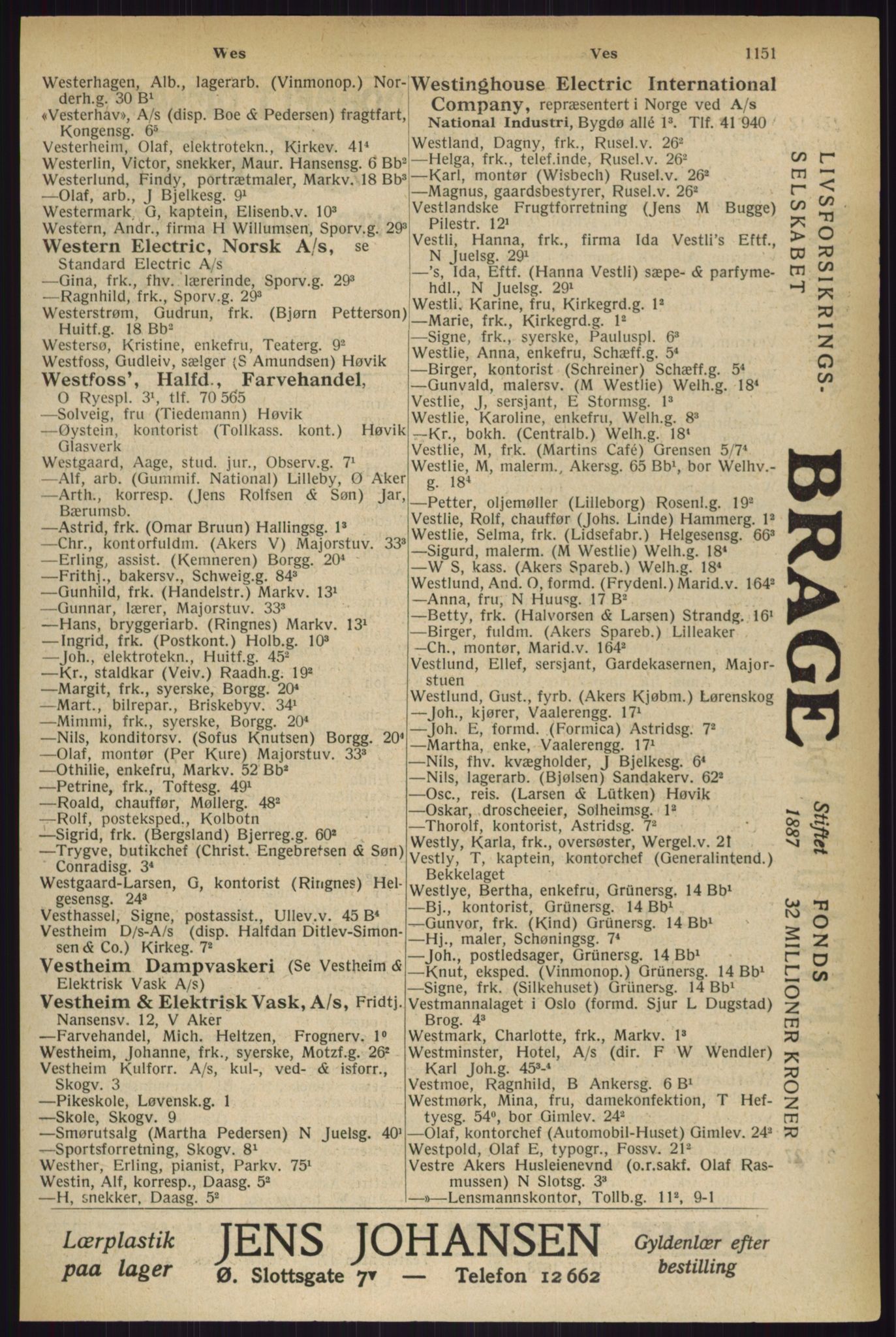 Kristiania/Oslo adressebok, PUBL/-, 1927, p. 1151