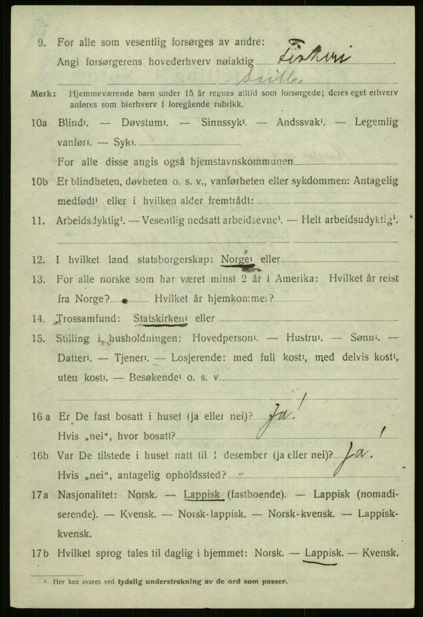 SATØ, 1920 census for Kvænangen, 1920, p. 2019