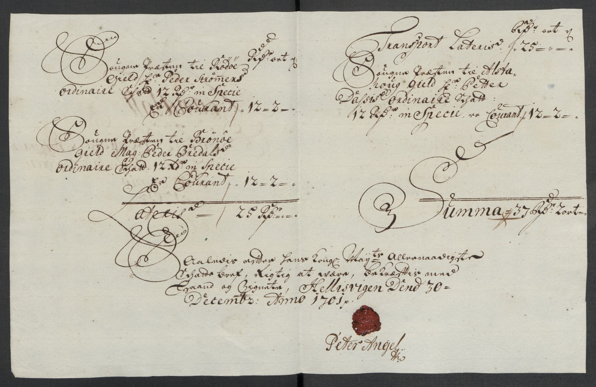 Rentekammeret inntil 1814, Reviderte regnskaper, Fogderegnskap, AV/RA-EA-4092/R65/L4507: Fogderegnskap Helgeland, 1699-1701, p. 376