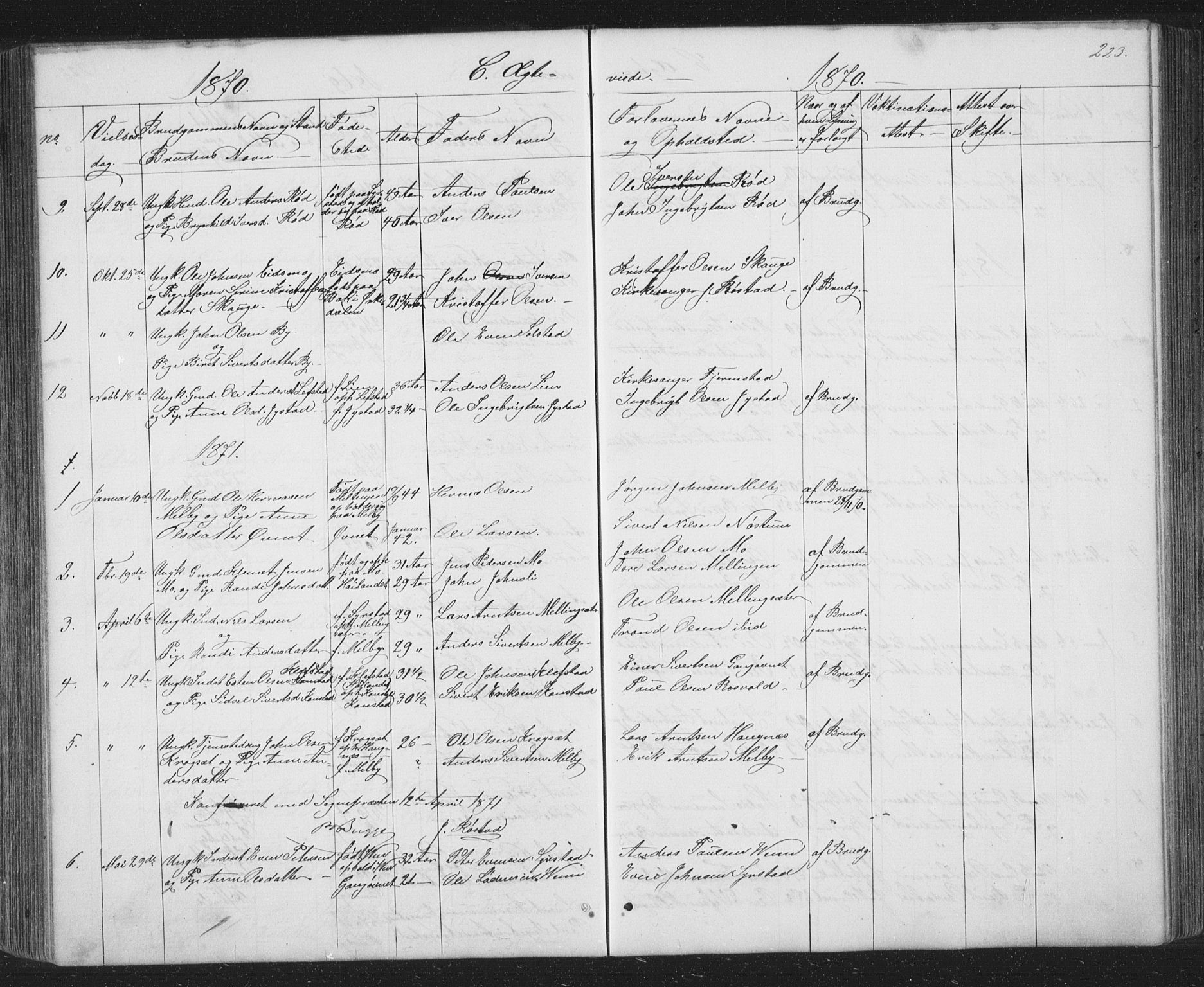 Ministerialprotokoller, klokkerbøker og fødselsregistre - Sør-Trøndelag, SAT/A-1456/667/L0798: Parish register (copy) no. 667C03, 1867-1929, p. 223