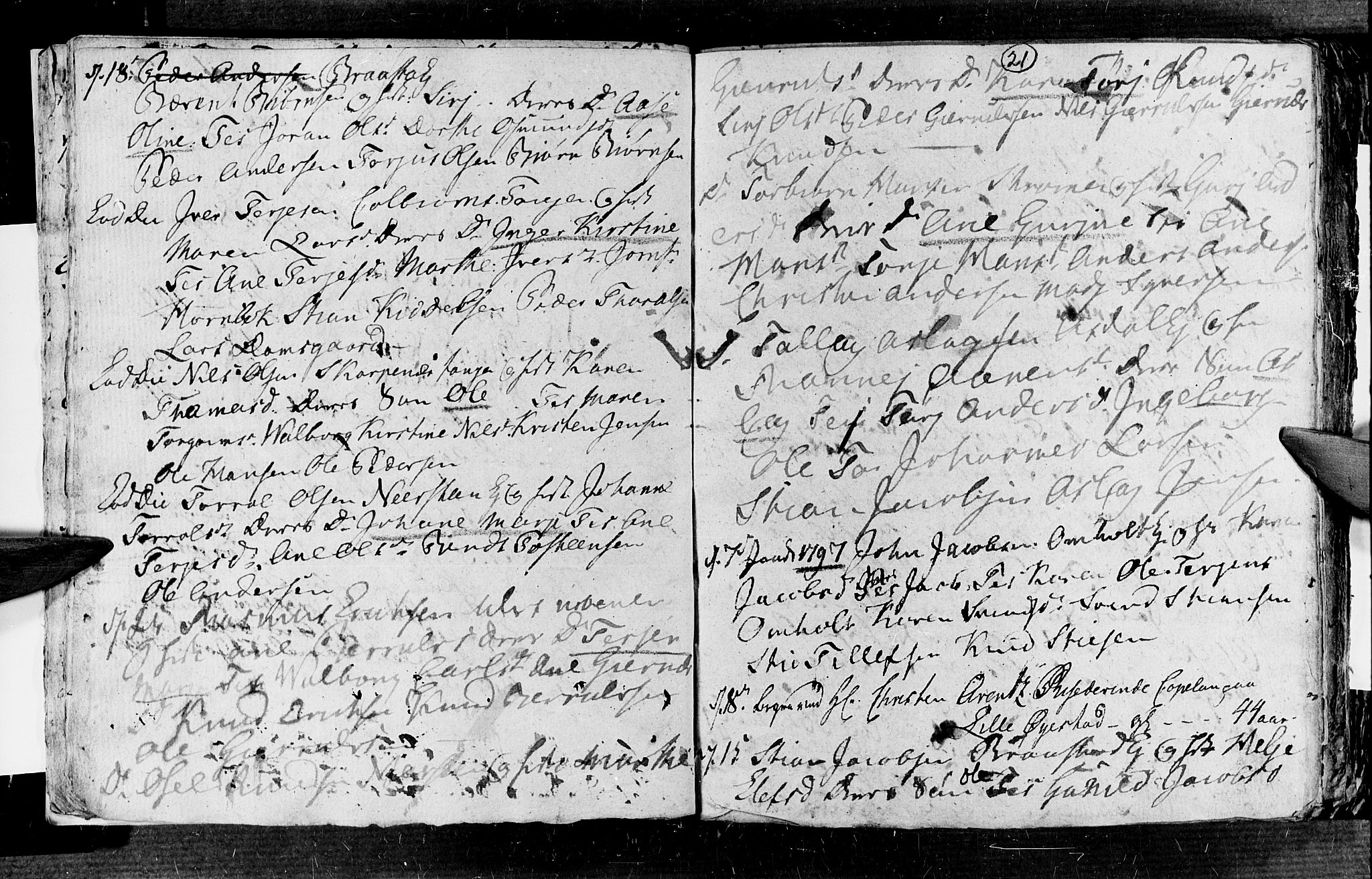Øyestad sokneprestkontor, SAK/1111-0049/F/Fb/L0002: Parish register (copy) no. B 2, 1795-1807, p. 21