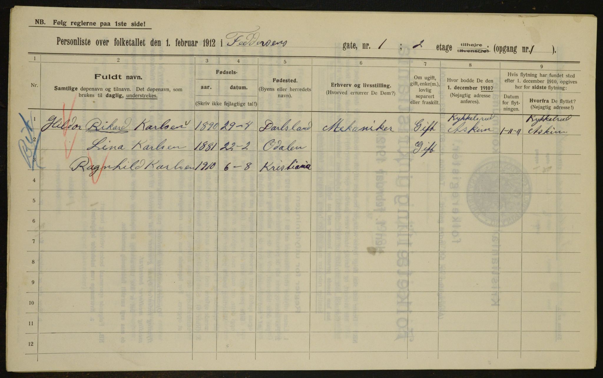 OBA, Municipal Census 1912 for Kristiania, 1912, p. 23967