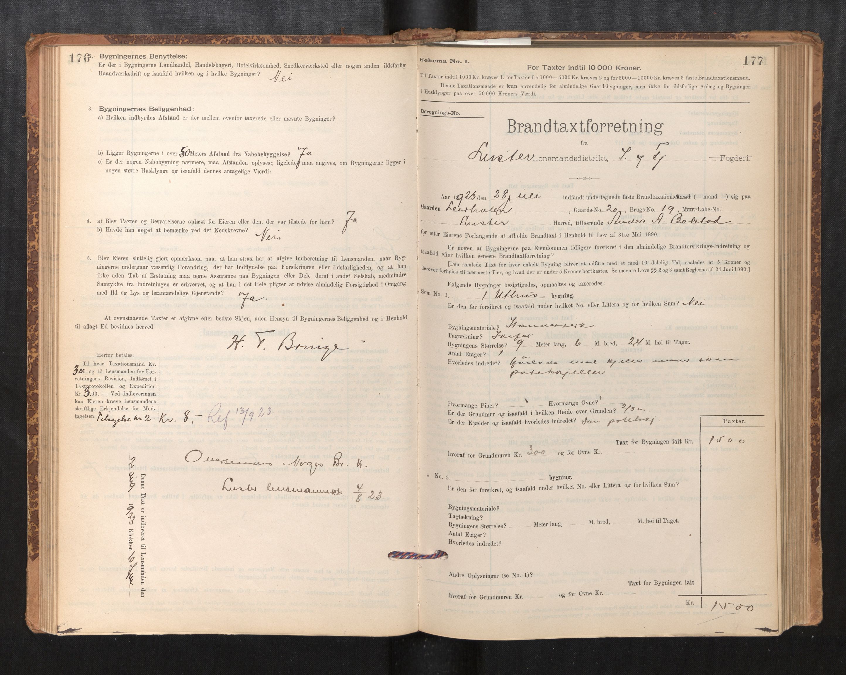 Lensmannen i Luster, AV/SAB-A-29301/0012/L0007: Branntakstprotokoll, skjematakst, 1895-1935, p. 176-177