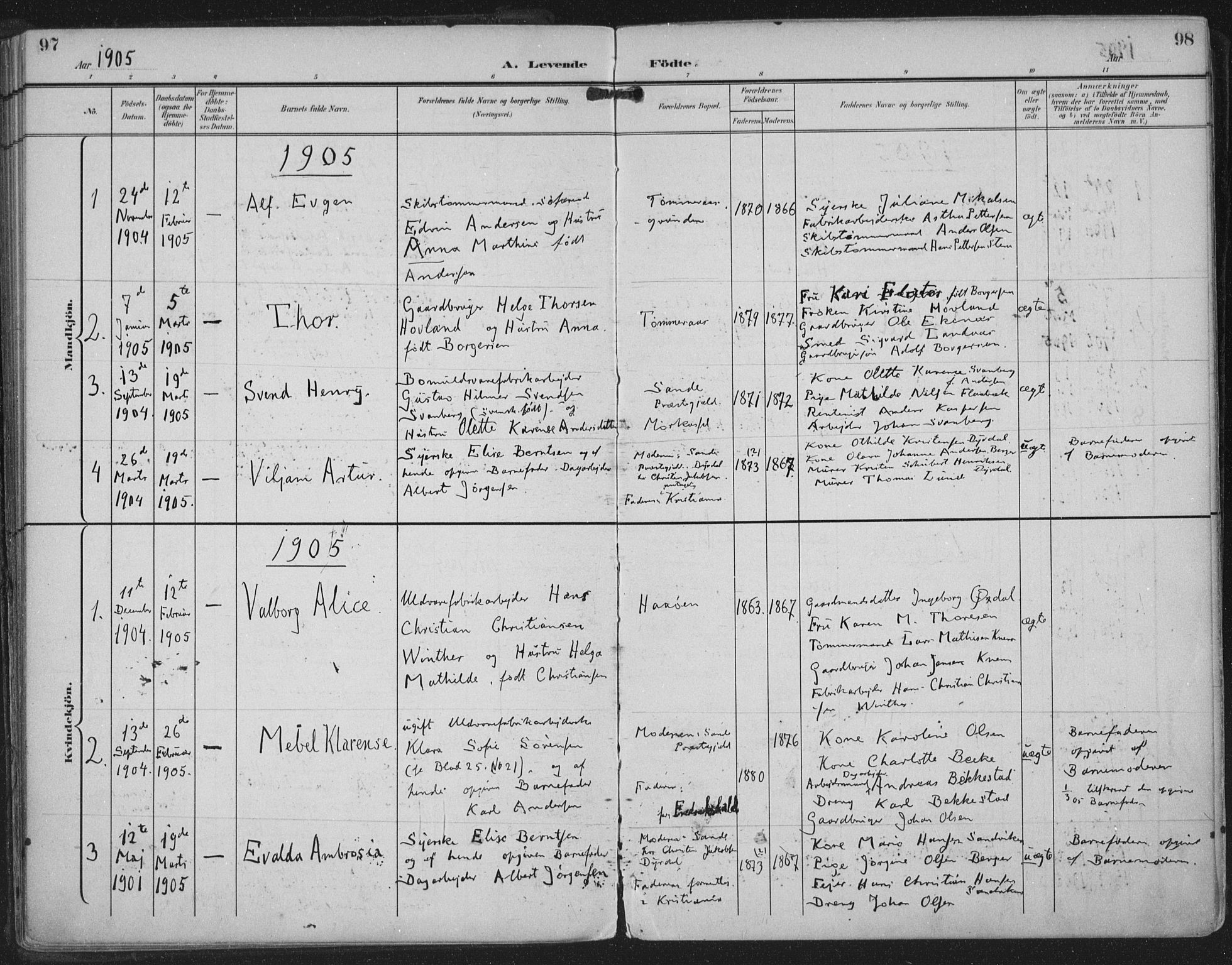 Strømm kirkebøker, AV/SAKO-A-322/F/Fa/L0005: Parish register (official) no. I 5, 1898-1919, p. 97-98