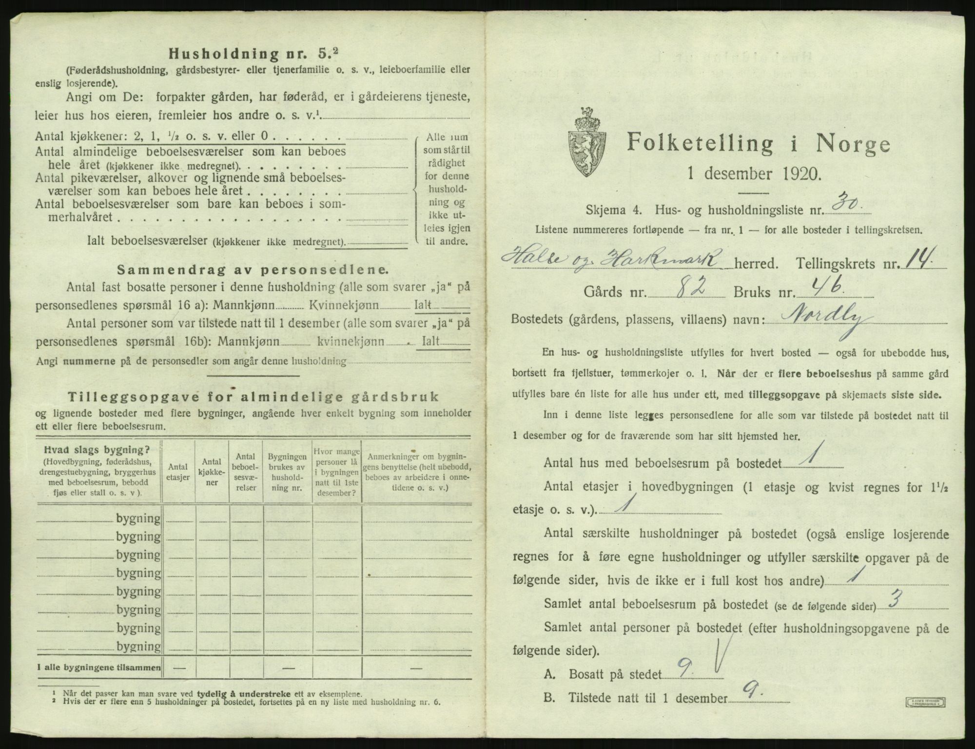 SAK, 1920 census for Halse og Harkmark, 1920, p. 1479