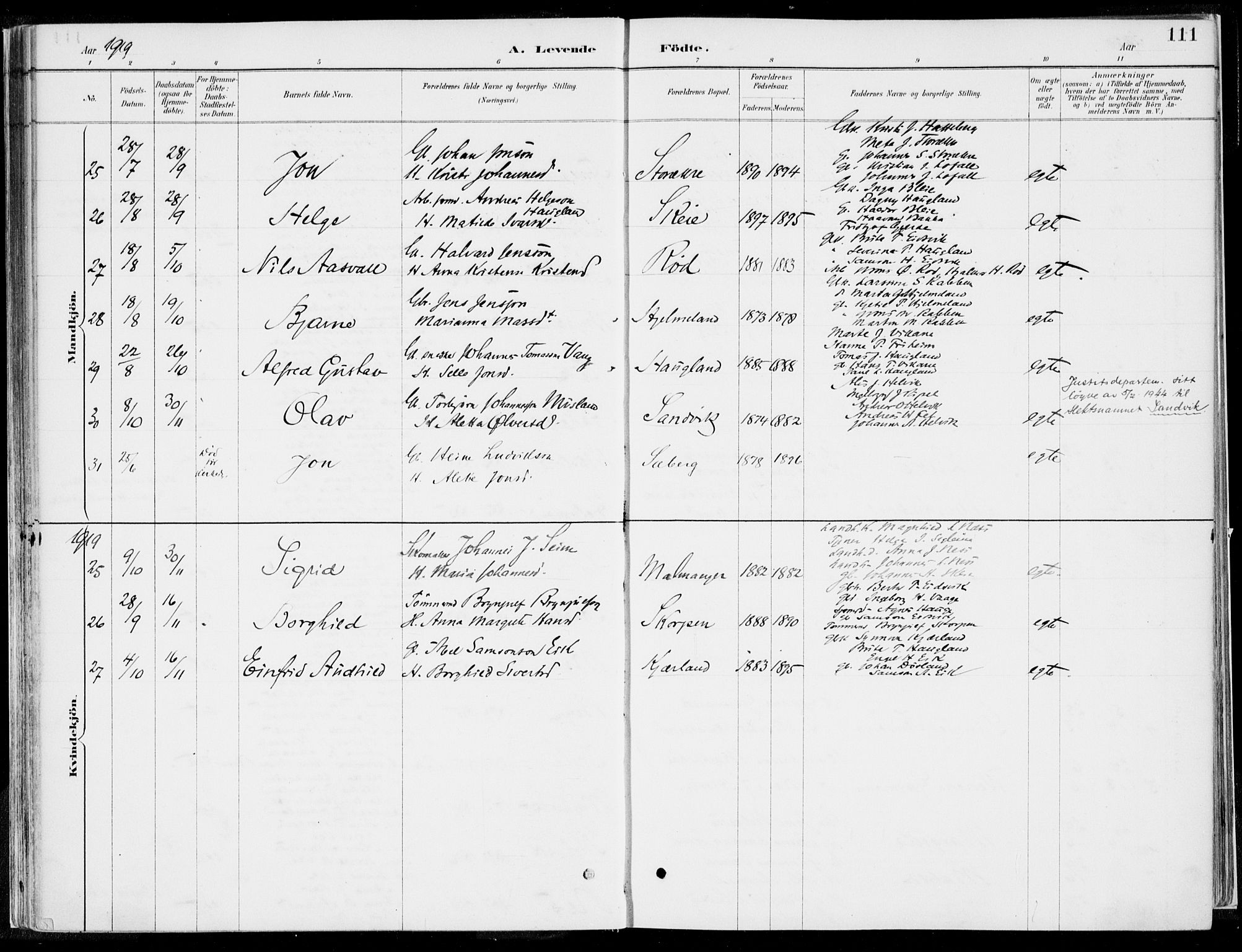 Kvinnherad sokneprestembete, AV/SAB-A-76401/H/Haa: Parish register (official) no. B  1, 1887-1921, p. 111